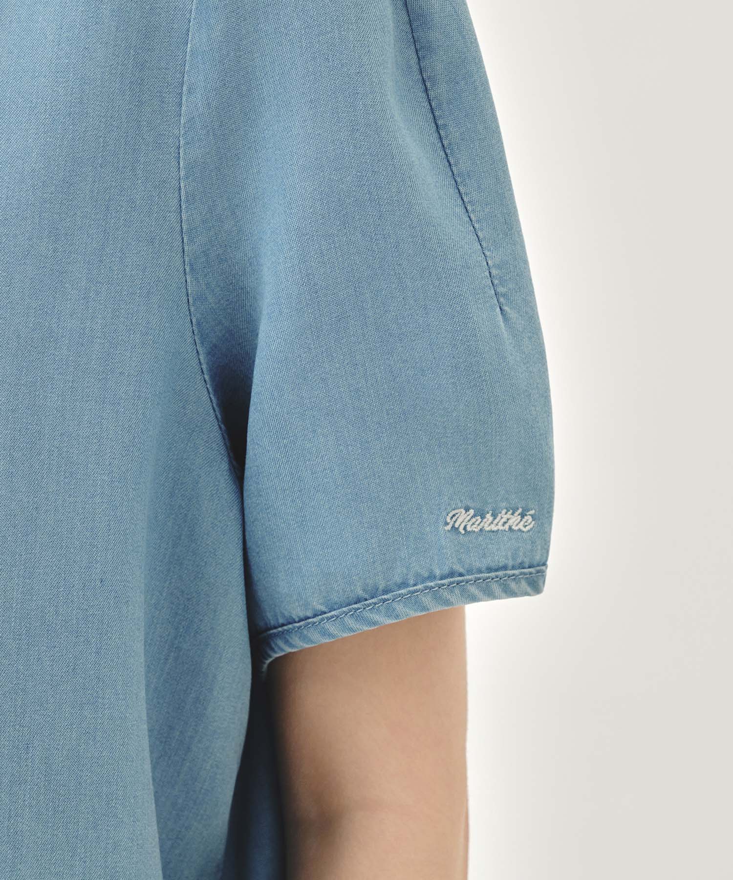 Marithe & Francois Girbaud - Sailor Collar Short Sleeve Chambray Shirt (Light Blue) product image 4 | TRAB K-Fashion Australia