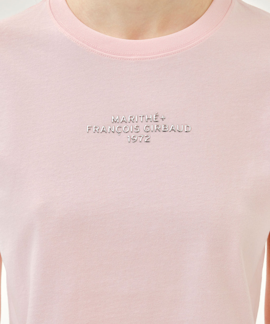 Marithe & Francois Girbaud - Silver Lettering Crop Tee (Pink) product image 4 | TRAB K-Fashion Australia