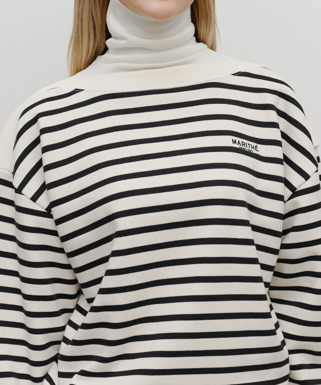 Marithe & Francois Girbaud - Boat Neck Oversized Sweatshirt (Ivory) product image 4 | TRAB K-Fashion Australia