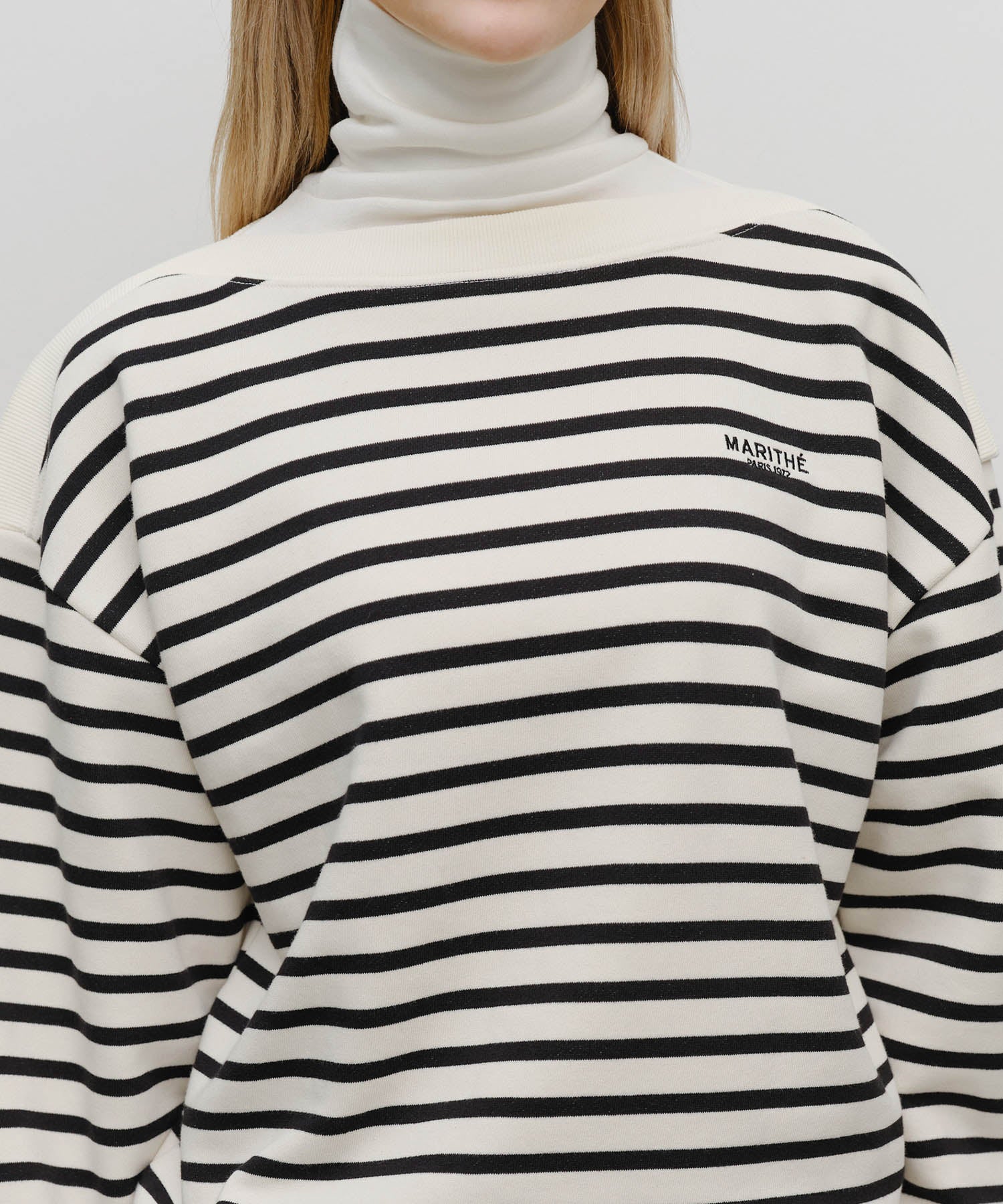Marithe & Francois Girbaud - Boat Neck Oversized Sweatshirt (Ivory) product image 4 | TRAB K-Fashion Australia