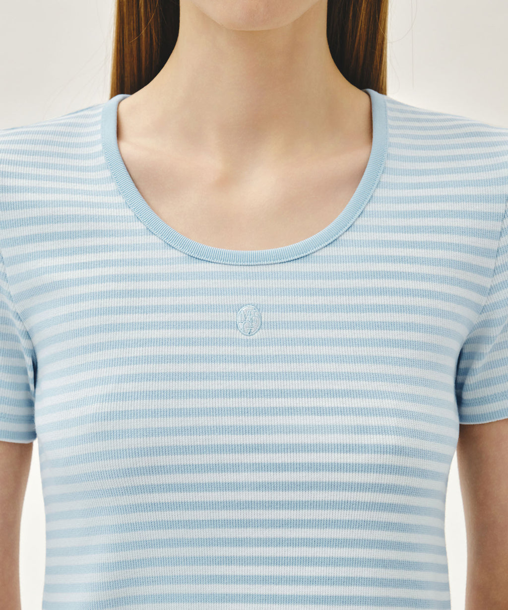 Marithe & Francois Girbaud - Deep Neck Ringer Tee (Sky Blue) product image 4 | TRAB K-Fashion Australia