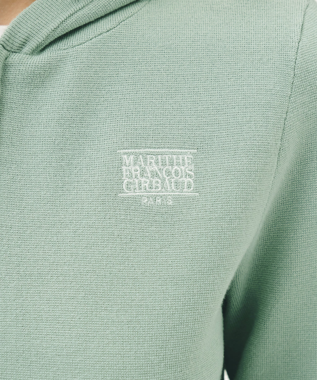 Marithe & Francois Girbaud - Small Classic Logo Crop Knit Hoodie Zipup (Mint) product image 4 | TRAB K-Fashion Australia