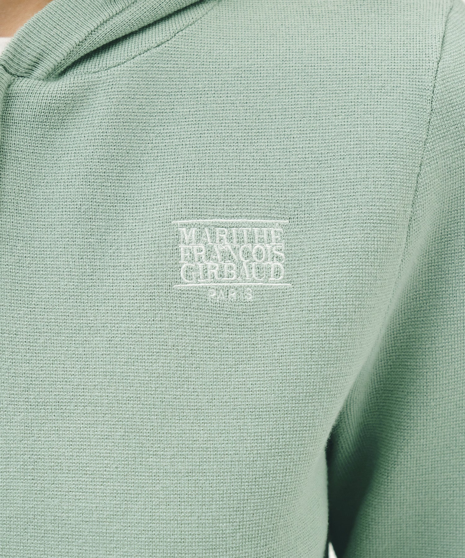 Marithe & Francois Girbaud - Small Classic Logo Crop Knit Hoodie Zipup (Mint) product image 4 | TRAB K-Fashion Australia