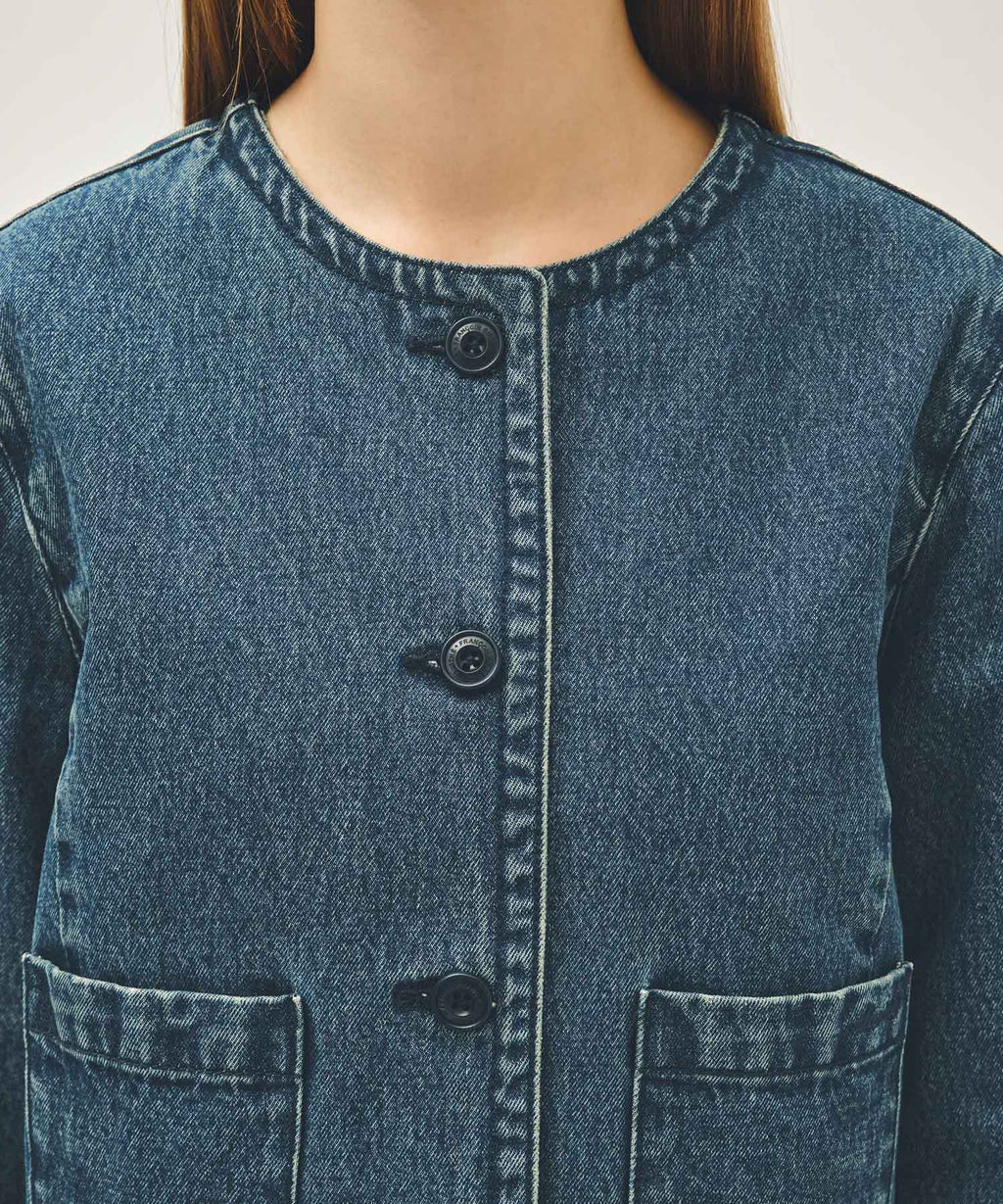 Marithe & Francois Girbaud - Round Neck Denim Jacket (Dark Blue) product image 4 | TRAB K-Fashion Australia