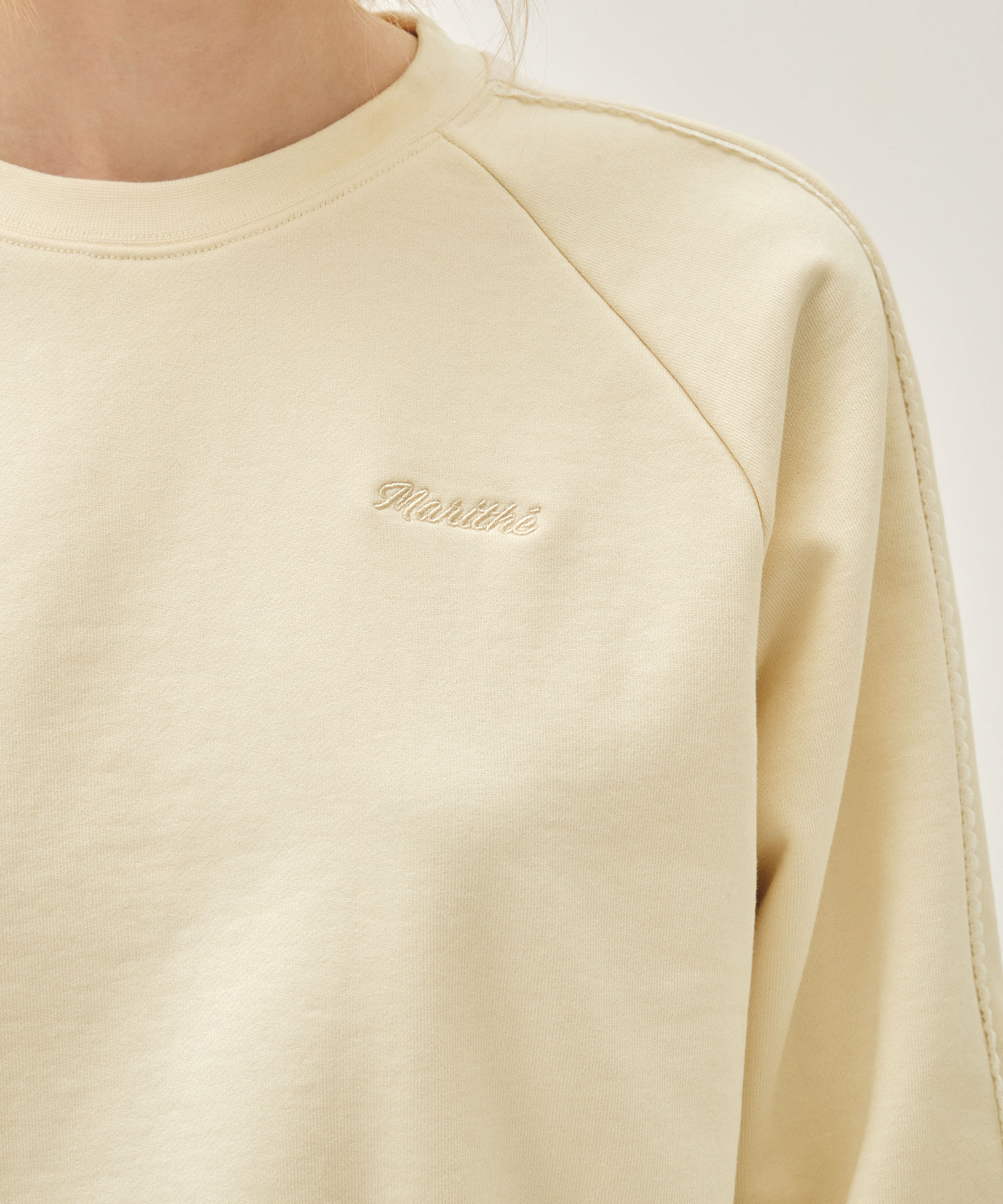 Marithe & Francois Girbaud - Lace Detail Crop Sweatshirt (Ivory) product image 4 | TRAB K-Fashion Australia