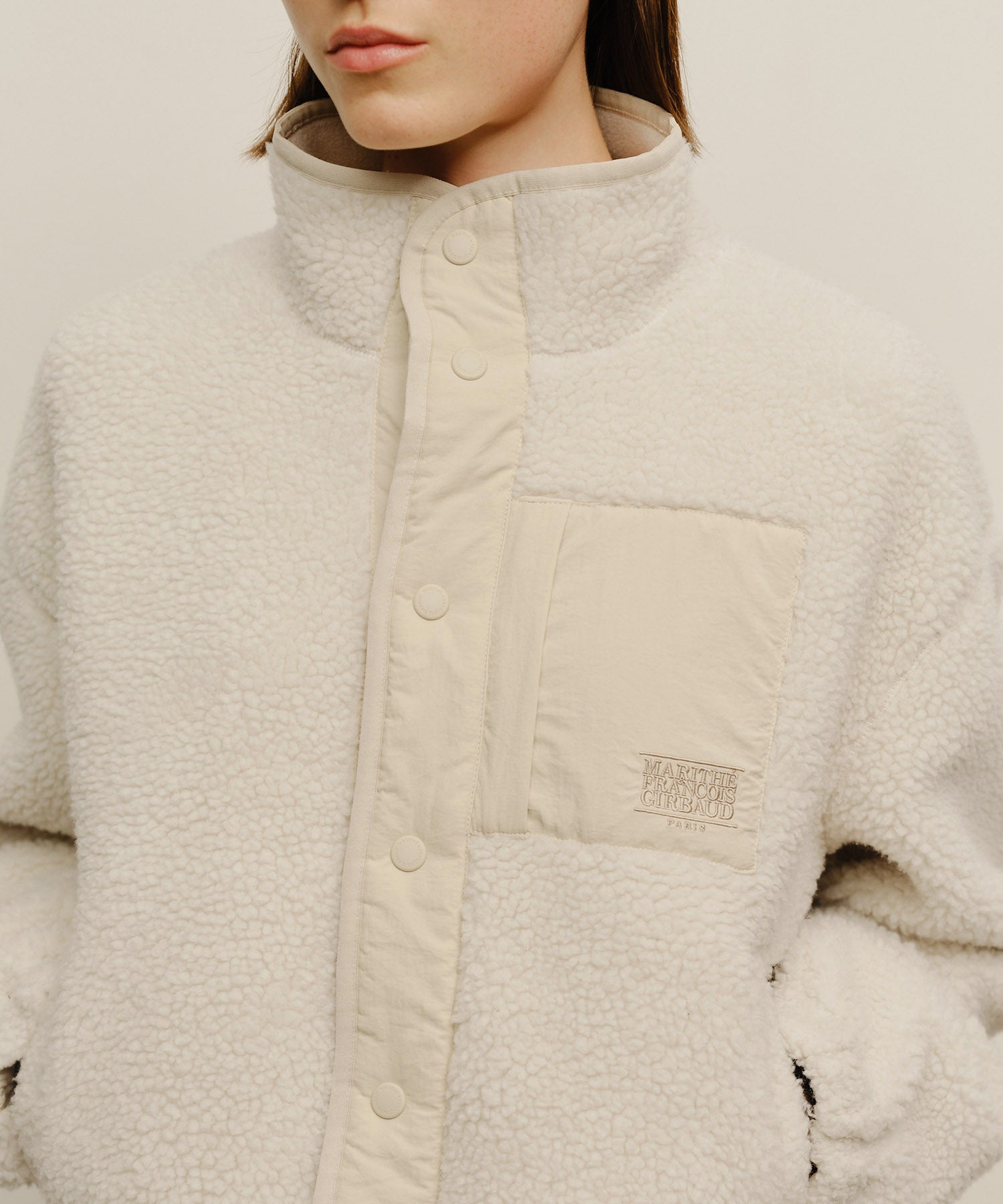Marithe & Francois Girbaud - Marithe Sport W Fleece Crop Jacket (Ivory) product image 4 | TRAB K-Fashion Australia