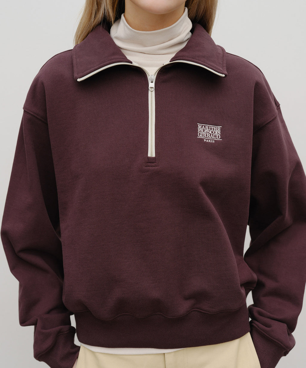 Marithe & Francois Girbaud - Classic Logo Half Zipup Crop Sweatshirt (Brown) product image 4 | TRAB K-Fashion Australia