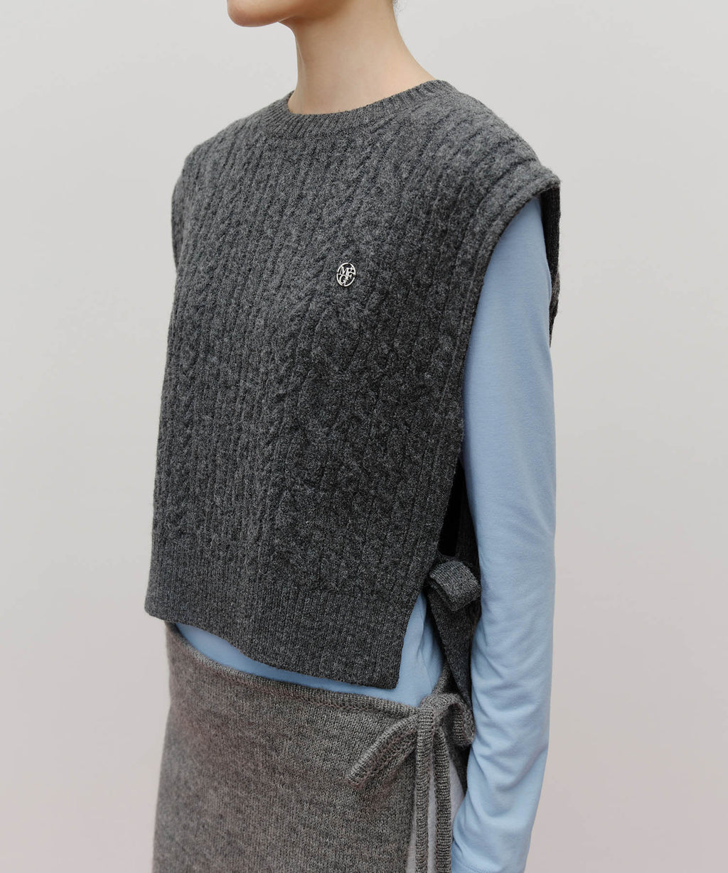 Marithe & Francois Girbaud - Side Ribbon Knit Vest (Charcoal) product image 4 | TRAB K-Fashion Australia
