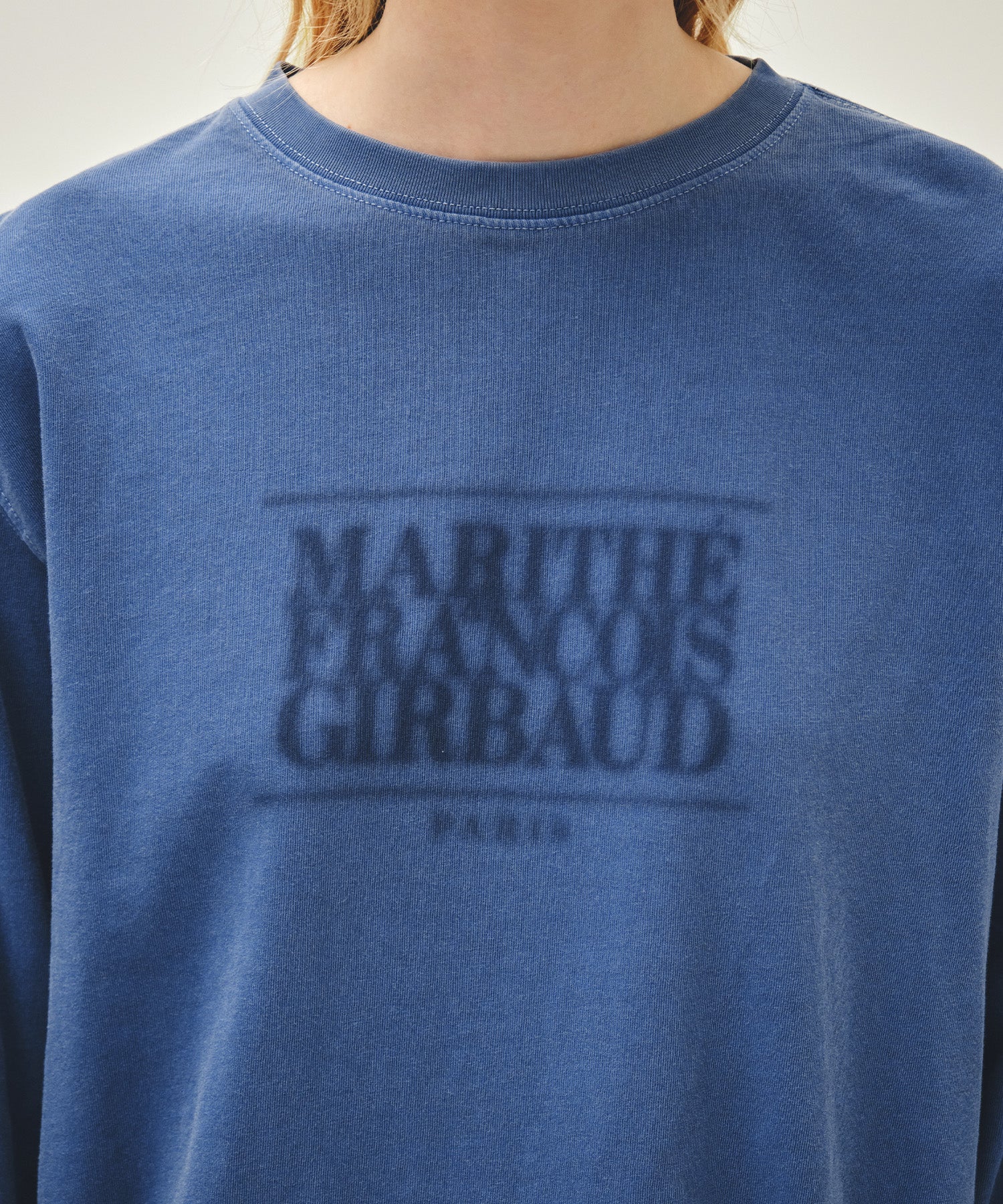 Marithe & Francois Girbaud - Shadow Classic Logo Dyeing Long Sleeve Tee (Blue) product image 4 | TRAB K-Fashion Australia