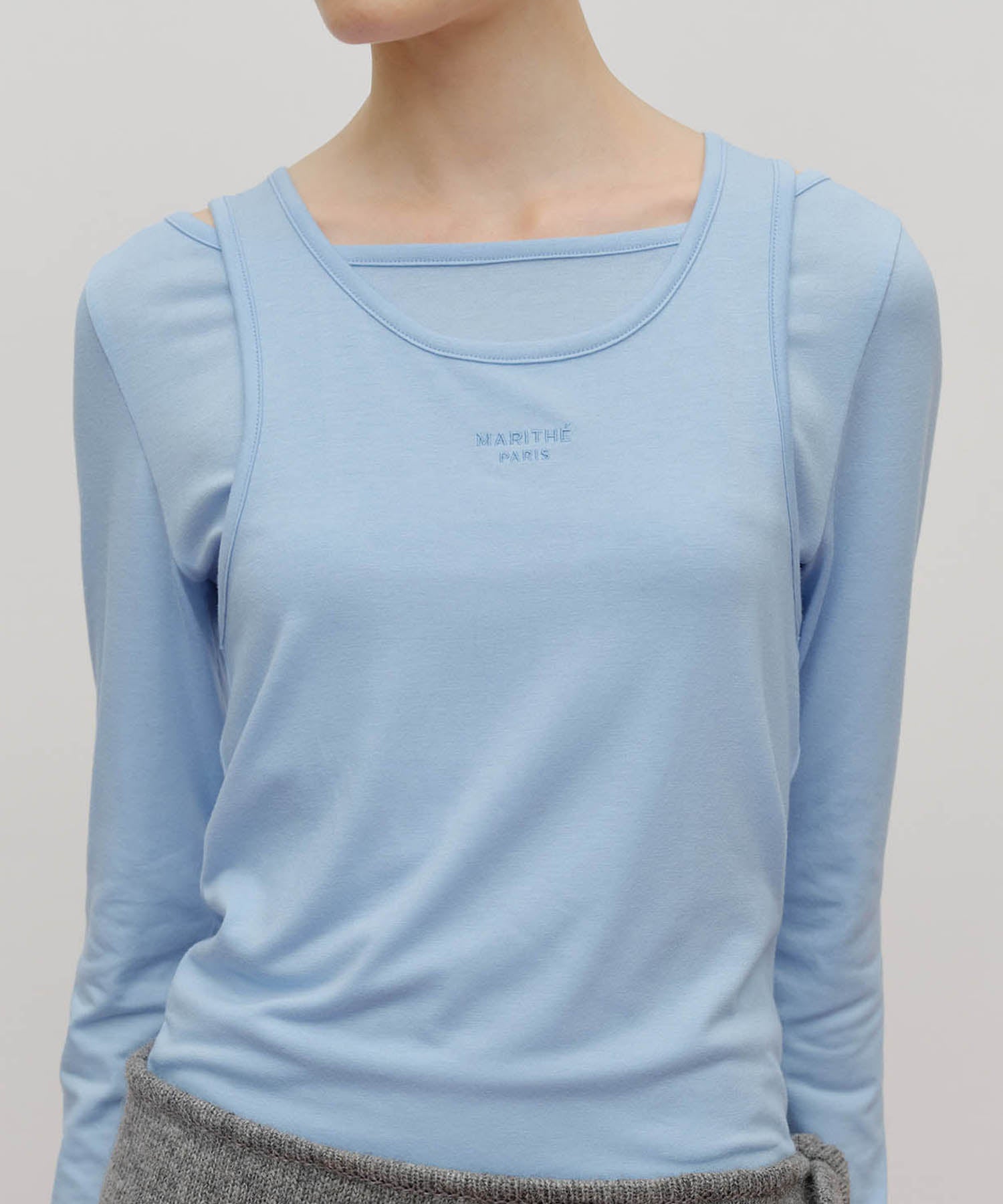 Marithe & Francois Girbaud - Layered Jersey Long Sleeve (Sky Blue) product image 4 | TRAB K-Fashion Australia