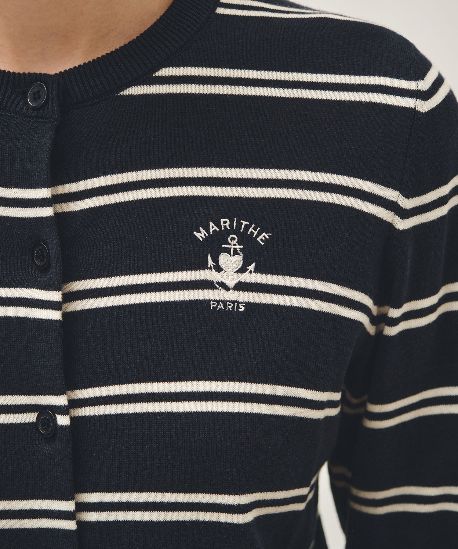 Marithe & Francois Girbaud - Stripe Knit Cardigan (Navy) product image 4 | TRAB K-Fashion Australia