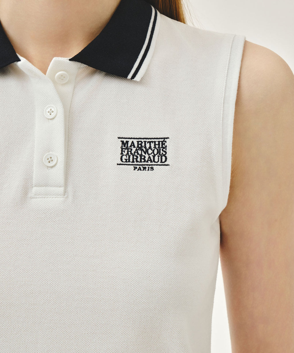 Marithe & Francois Girbaud - Small Classic Logo Pk Collar Sleeveless (White) product image 4 | TRAB K-Fashion Australia