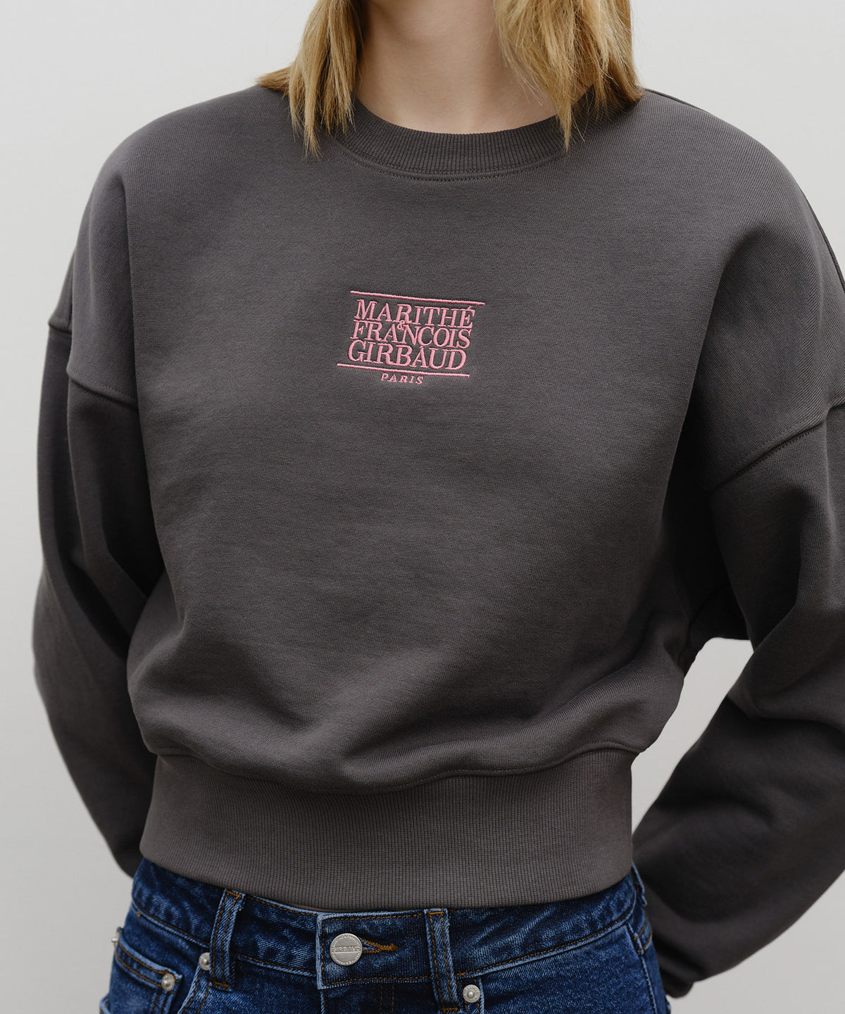 Marithe & Francois Girbaud - Small Classic Logo Crop Sweatshirt (Charcoal) product image 4 | TRAB K-Fashion Australia