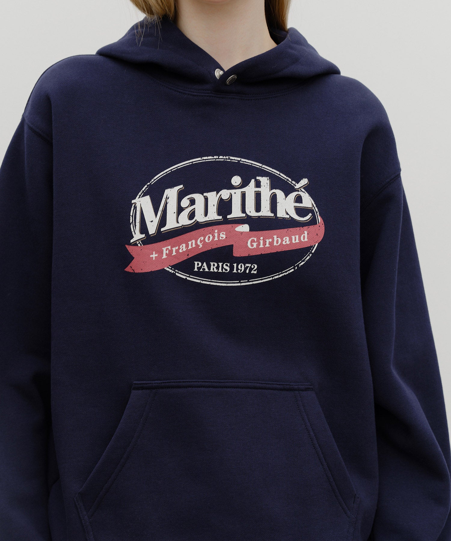 Marithe & Francois Girbaud - Vintage Stamp Graphic Hoodie (brushed) (Navy) product image 4 | TRAB K-Fashion Australia