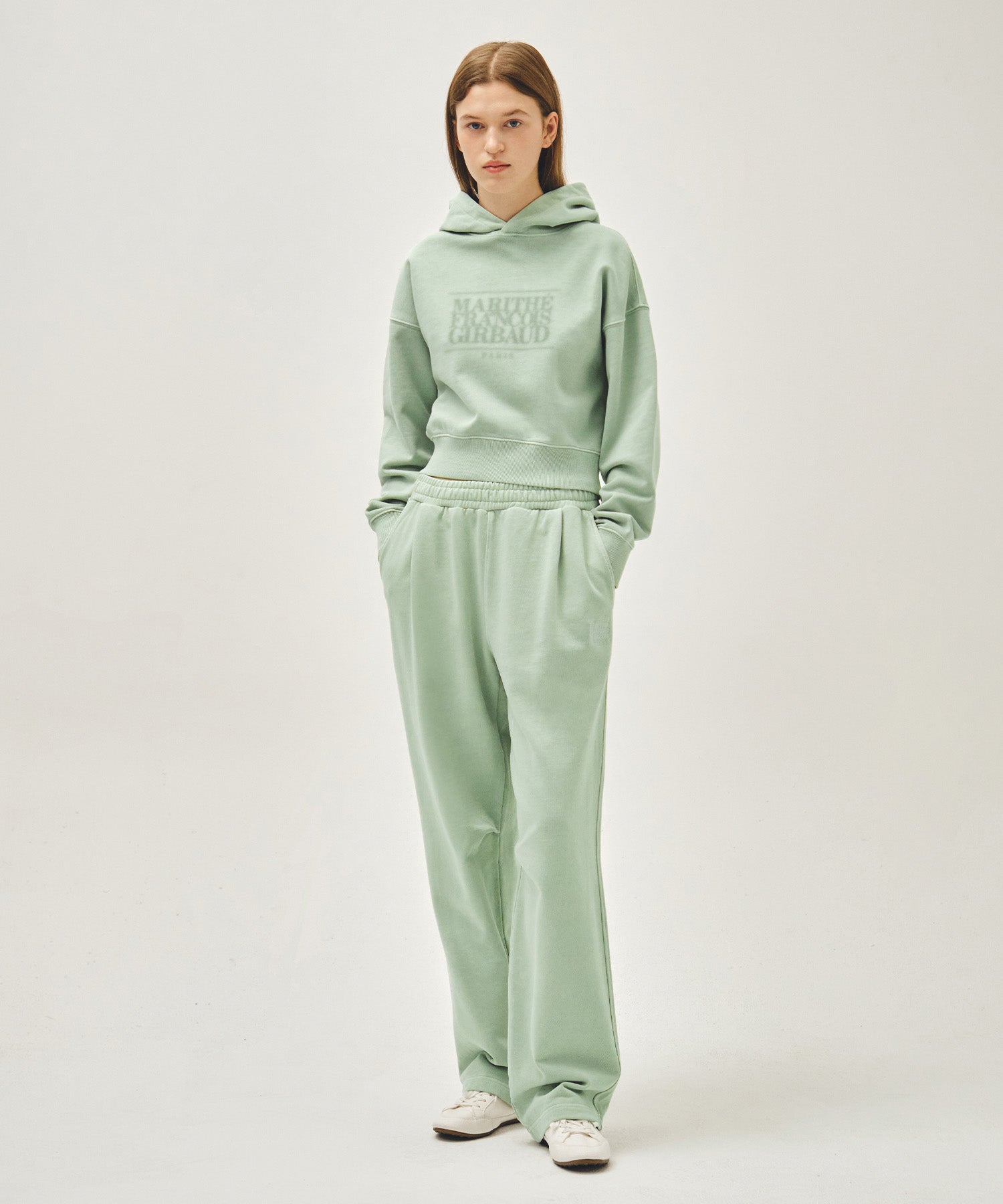 Marithe & Francois Girbaud - Shadow Classic Logo Dyeing Crop Hoodie (Mint) product image 4 | TRAB K-Fashion Australia