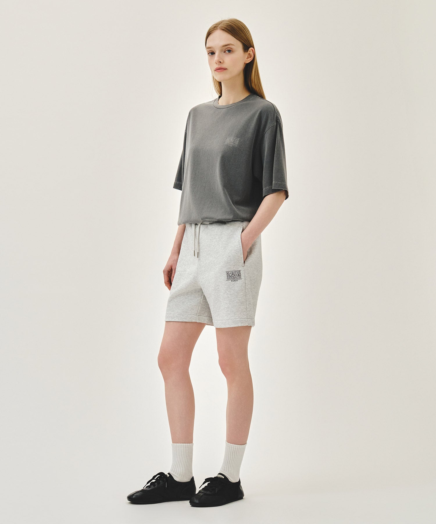 Marithe & Francois Girbaud - Classic Logo Sweat Shorts (Light Heather Gray) product image 4 | TRAB K-Fashion Australia