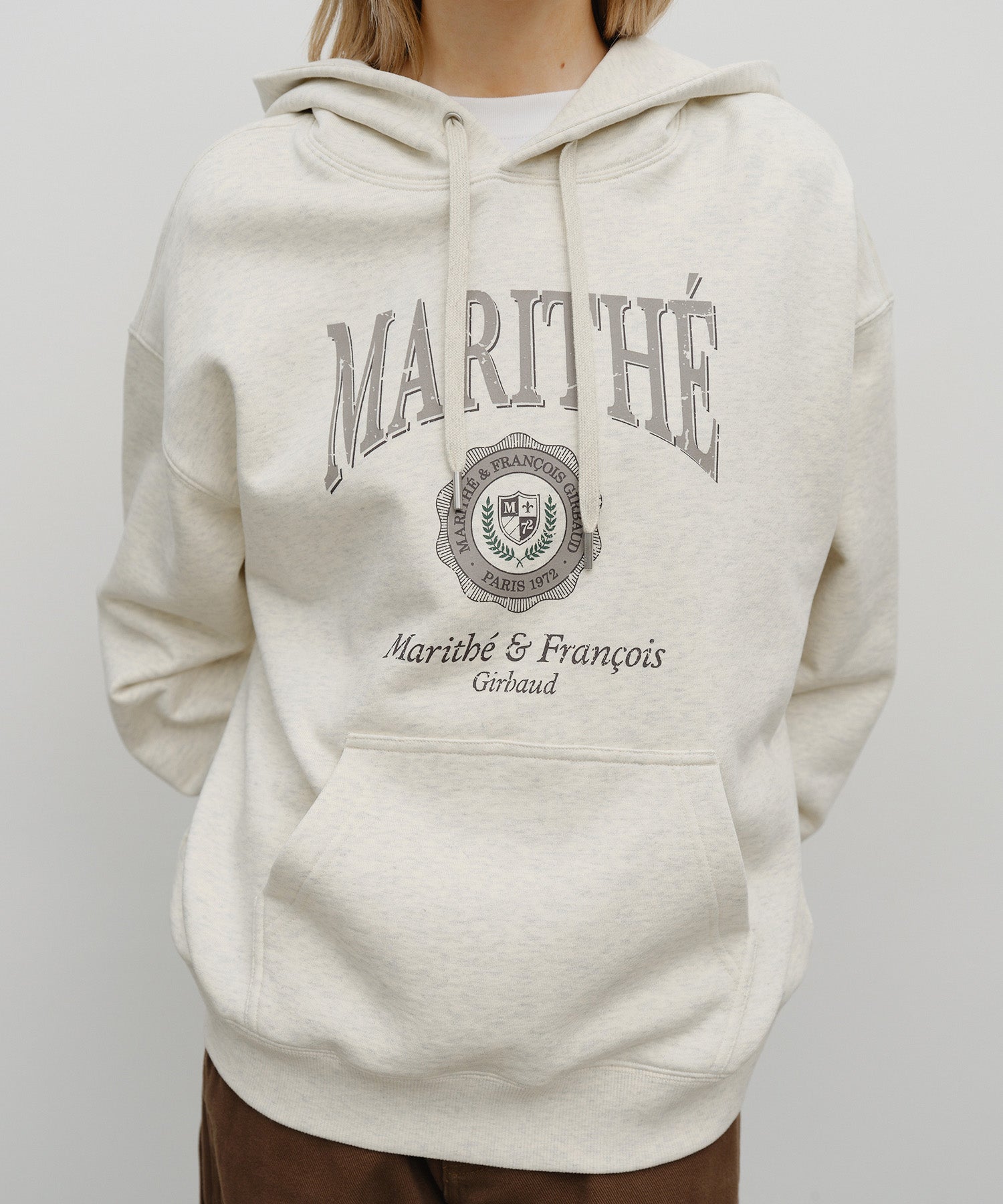 Marithe & Francois Girbaud - Crest Crack Logo Oversized Hoodie (Oatmeal) product image 4 | TRAB K-Fashion Australia