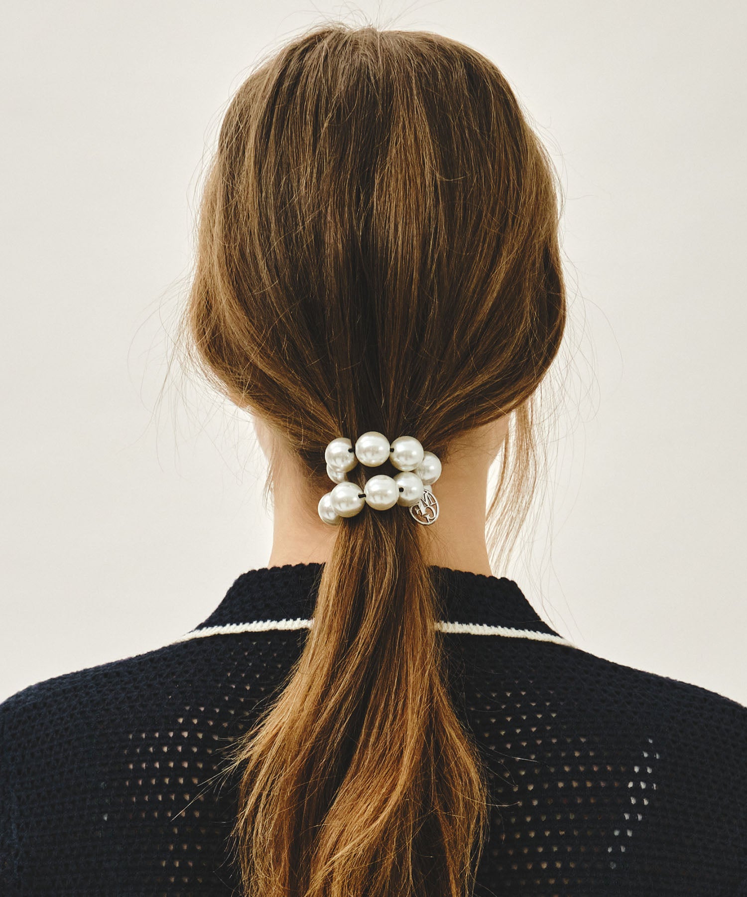 Marithe & Francois Girbaud - Pearl Silver Ball Scrunchie (Ivory) product image 4 | TRAB K-Fashion Australia