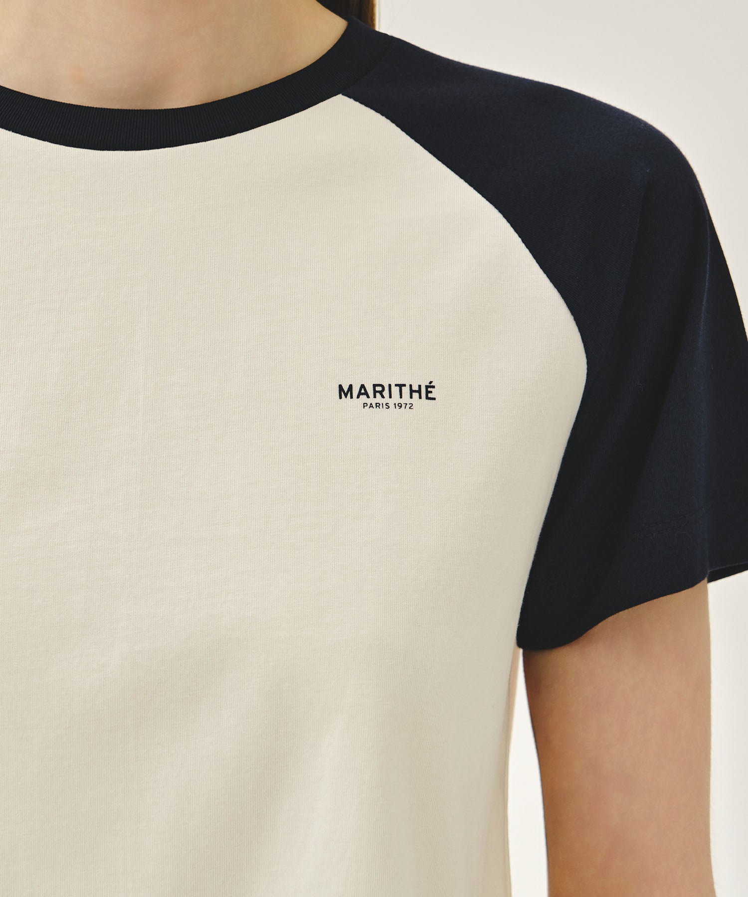 Marithe & Francois Girbaud - Small Regular Logo Raglan Crop Tee (Navy) product image 4 | TRAB K-Fashion Australia