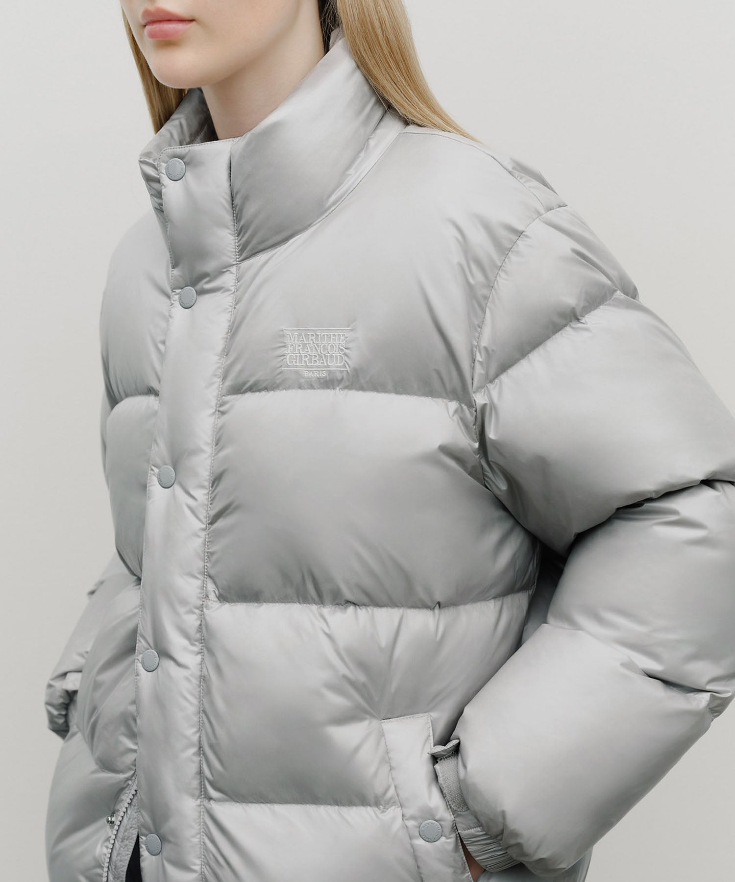 Marithe & Francois Girbaud - Glossy Down Jacket (Light Gray) product image 4 | TRAB K-Fashion Australia