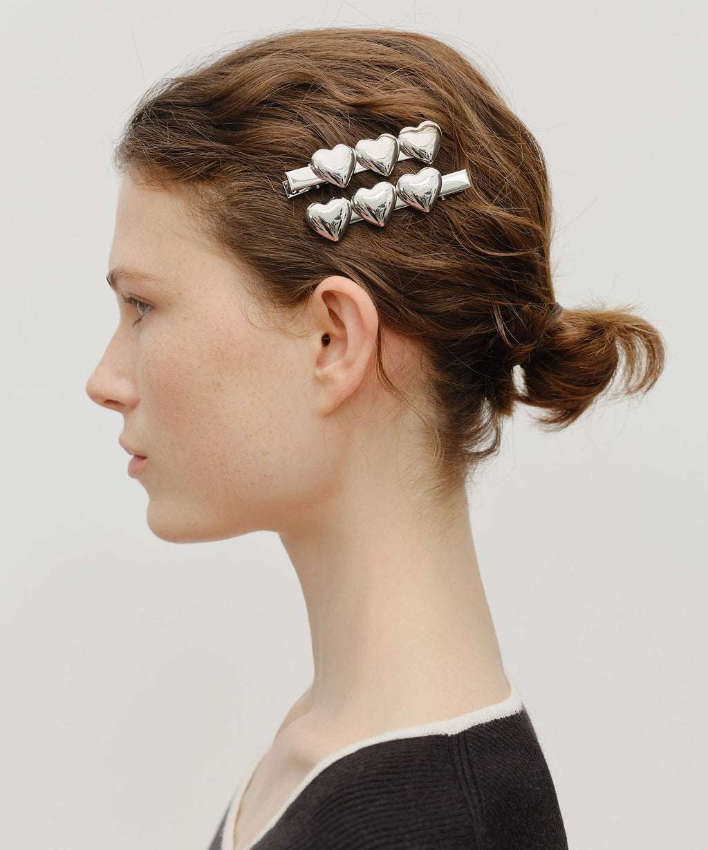 Marithe & Francois Girbaud - Regular Logo Heart Metal Hair Pin 2pack (Silver) product image 4 | TRAB K-Fashion Australia