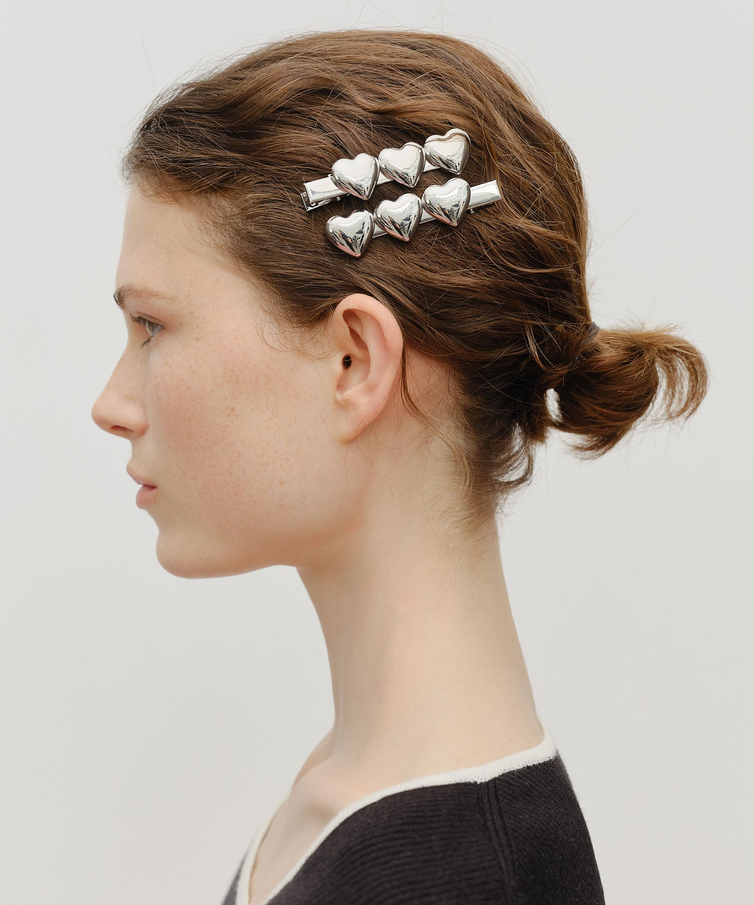 Marithe & Francois Girbaud - Regular Logo Heart Metal Hair Pin 2pack (Silver) product image 4 | TRAB K-Fashion Australia