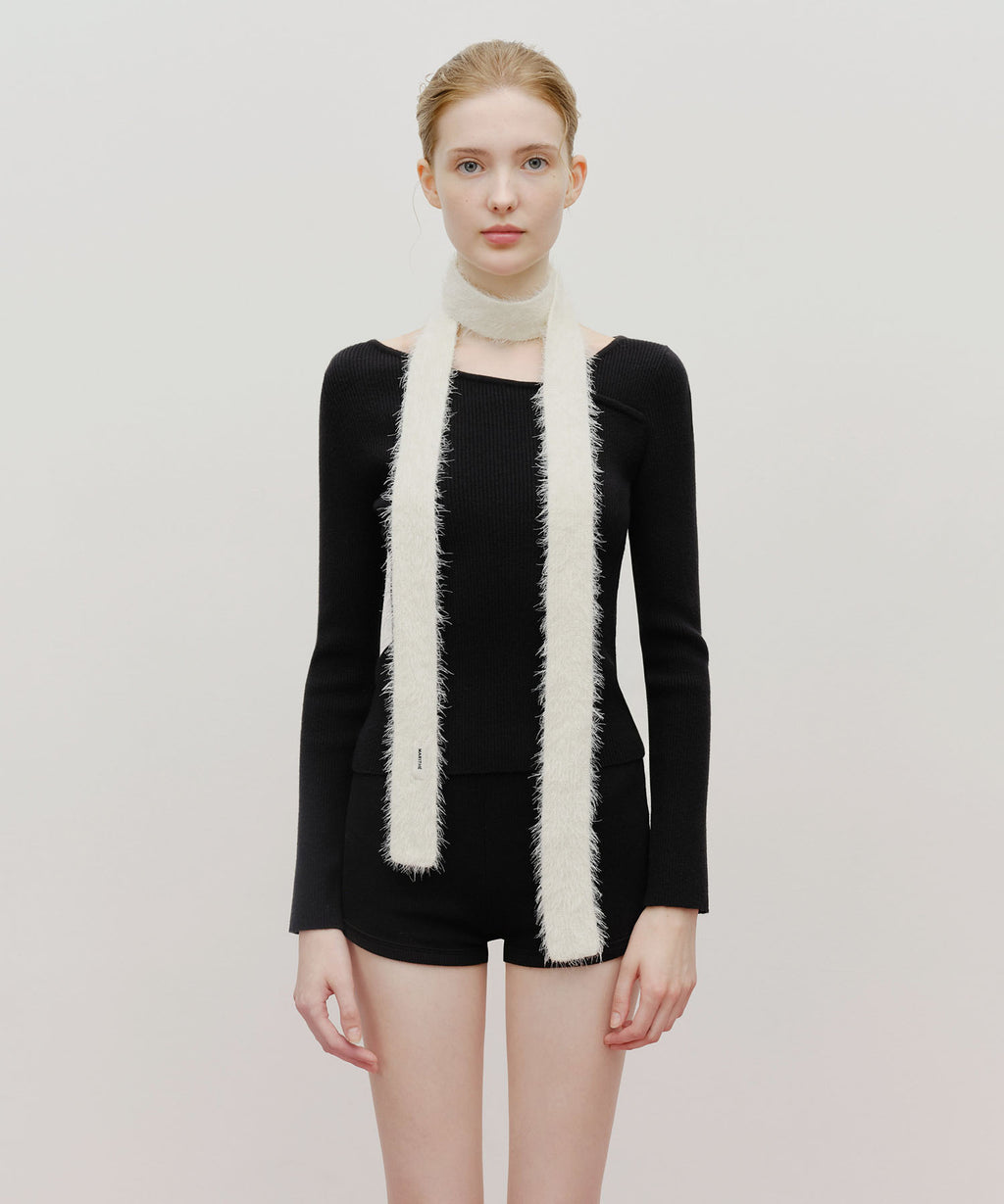 Marithe & Francois Girbaud - Regular Logo Slim Muffler (Ivory) product image 4 | TRAB K-Fashion Australia