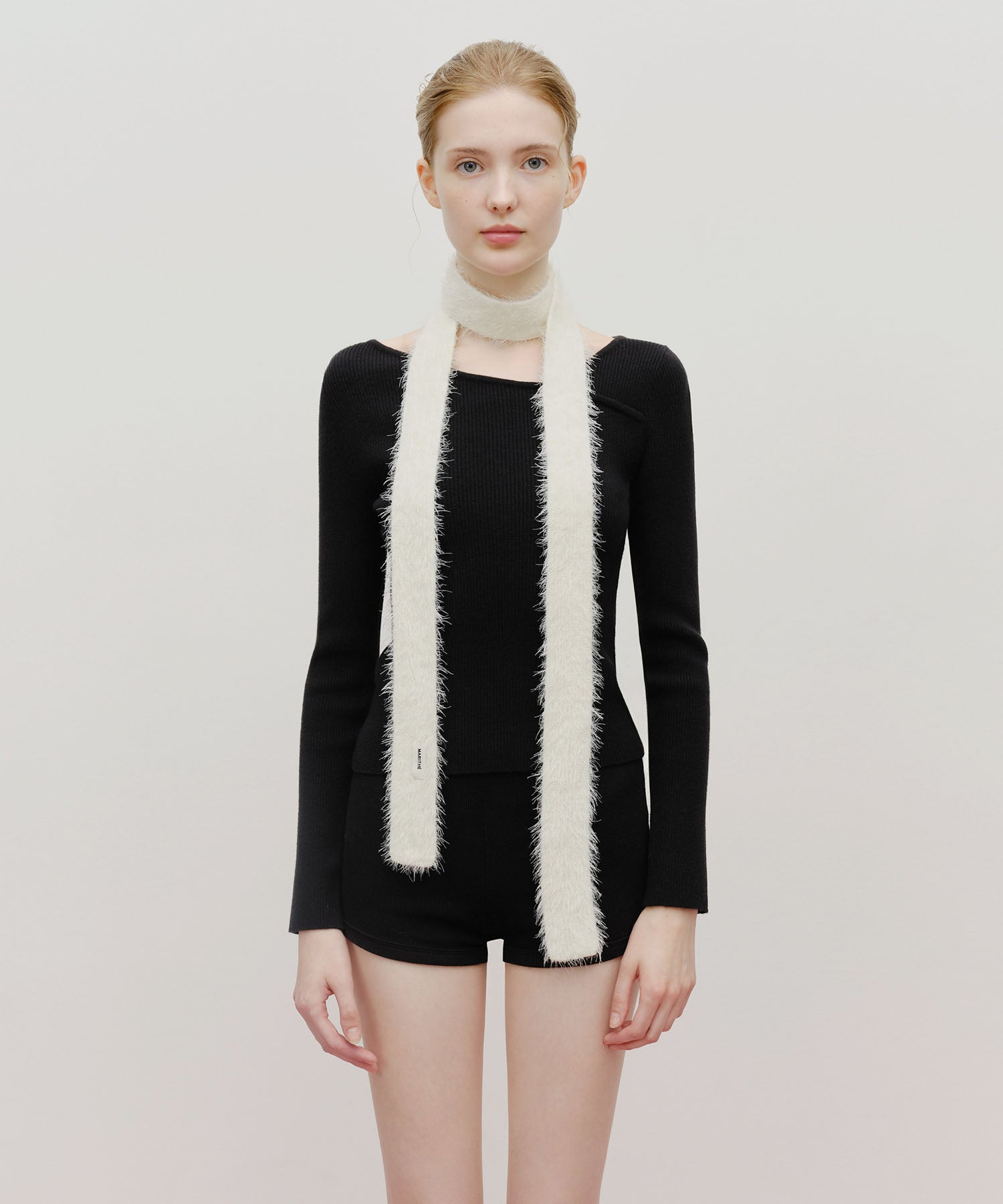 Marithe & Francois Girbaud - Regular Logo Slim Muffler (Ivory) product image 4 | TRAB K-Fashion Australia