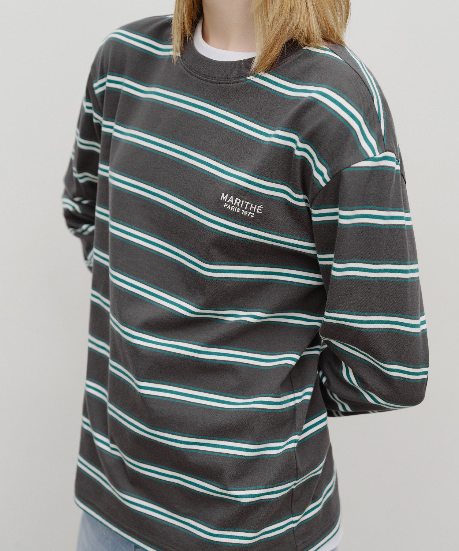 Marithe & Francois Girbaud - Multi Color Stripe Long Sleeve (Charcoal) product image 4 | TRAB K-Fashion Australia