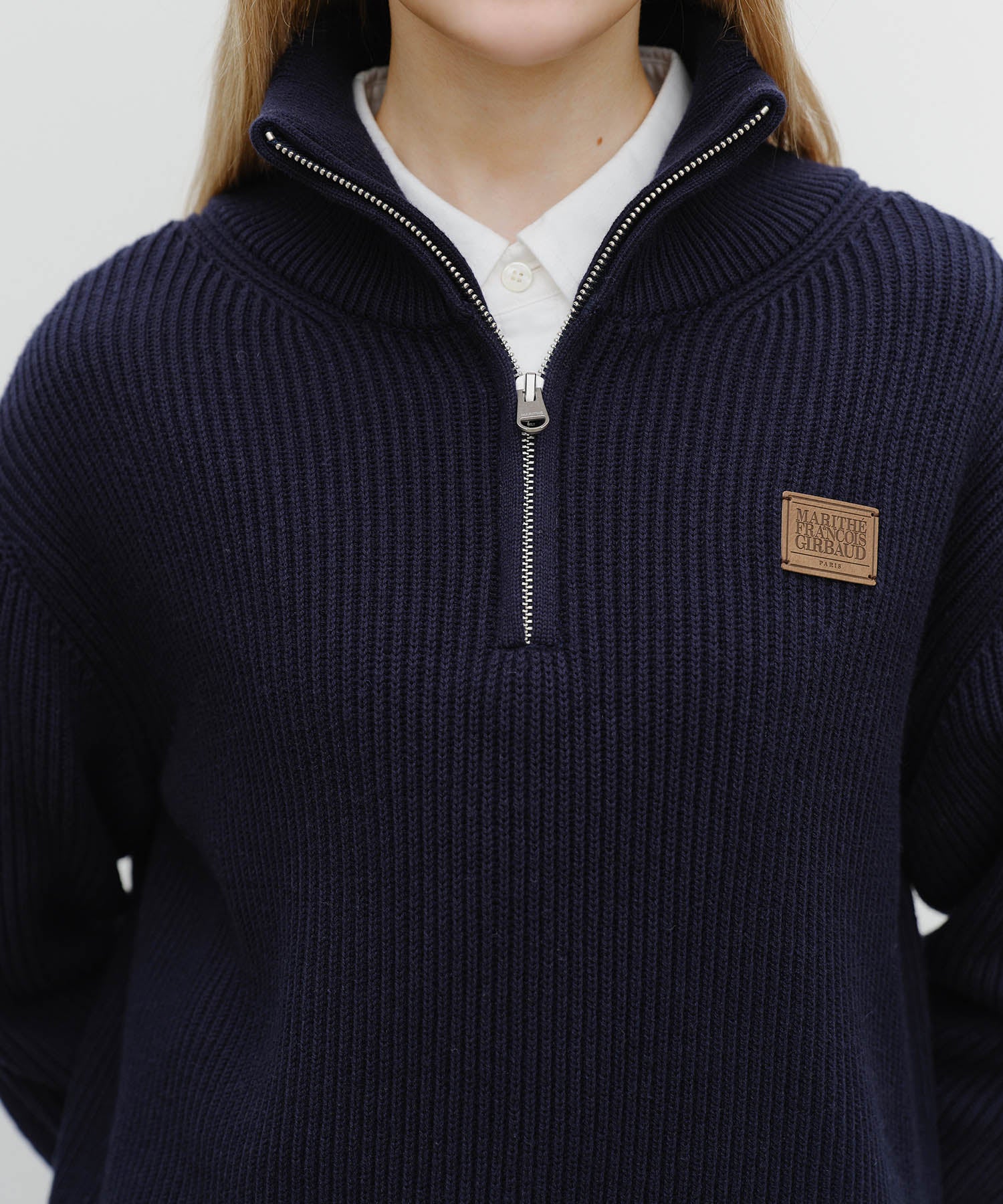 Marithe & Francois Girbaud - Half Neck Zipup Knit (Navy) product image 4 | TRAB K-Fashion Australia