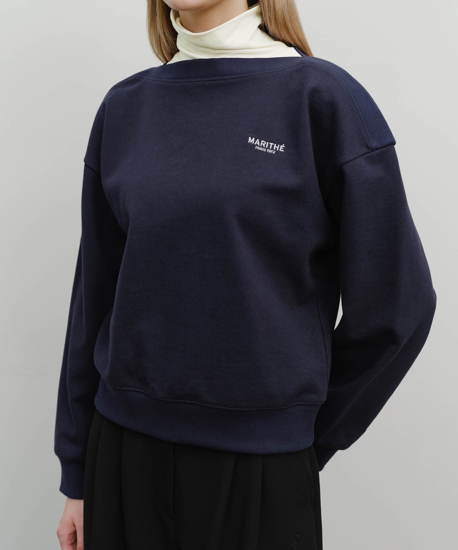 Marithe & Francois Girbaud - Boat Neck Oversized Sweatshirt (Navy) product image 4 | TRAB K-Fashion Australia