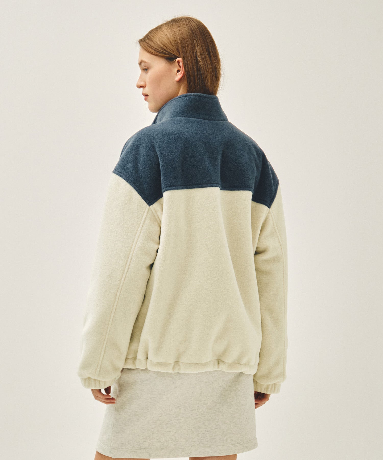 Marithe & Francois Girbaud - Classic Logo Reversible Fleece Jacket (Cream) product image 4 | TRAB K-Fashion Australia