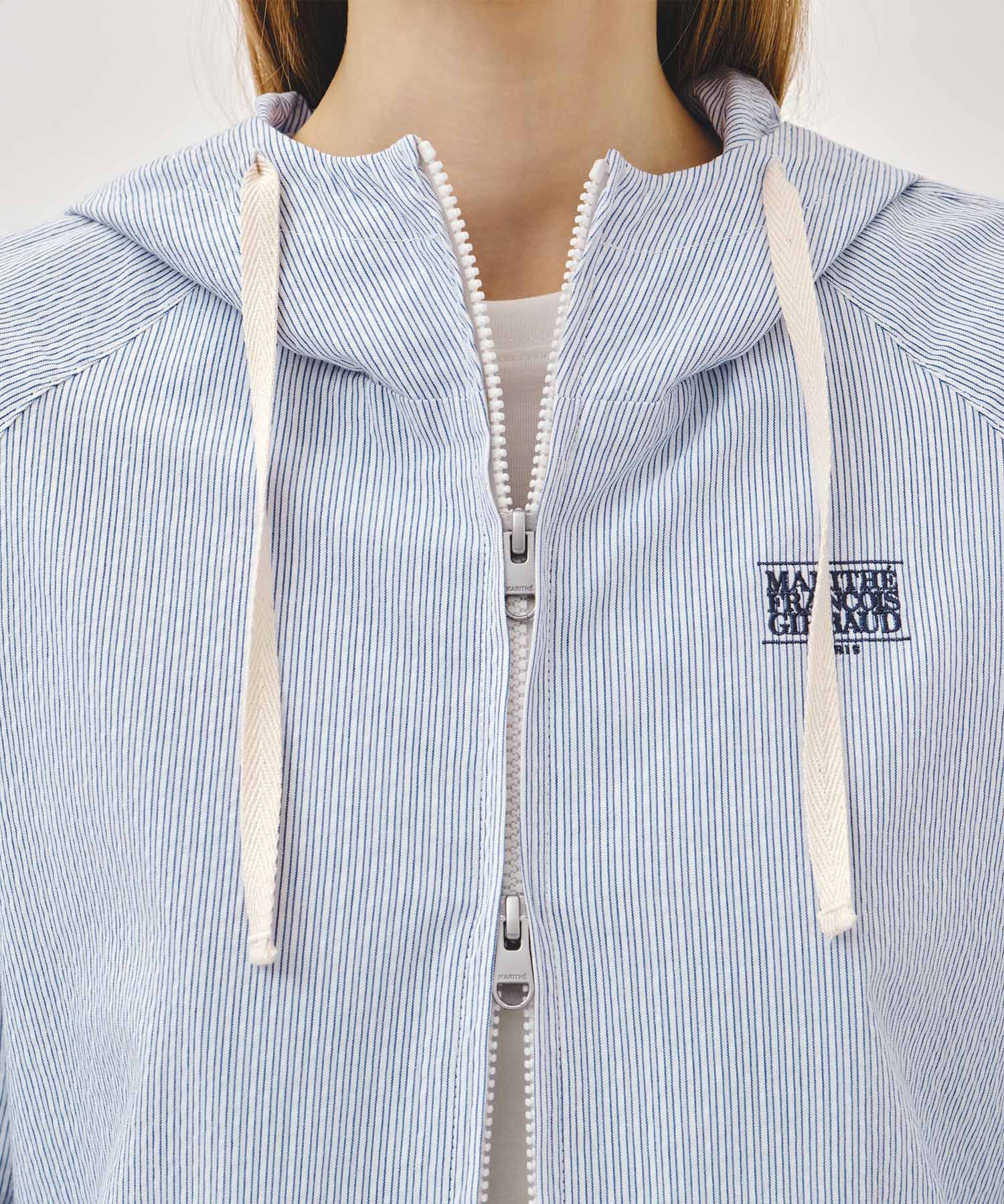 Marithe & Francois Girbaud - Classic Logo Hooded Pattern Jacket (Stripe) product image 7 | TRAB K-Fashion Australia