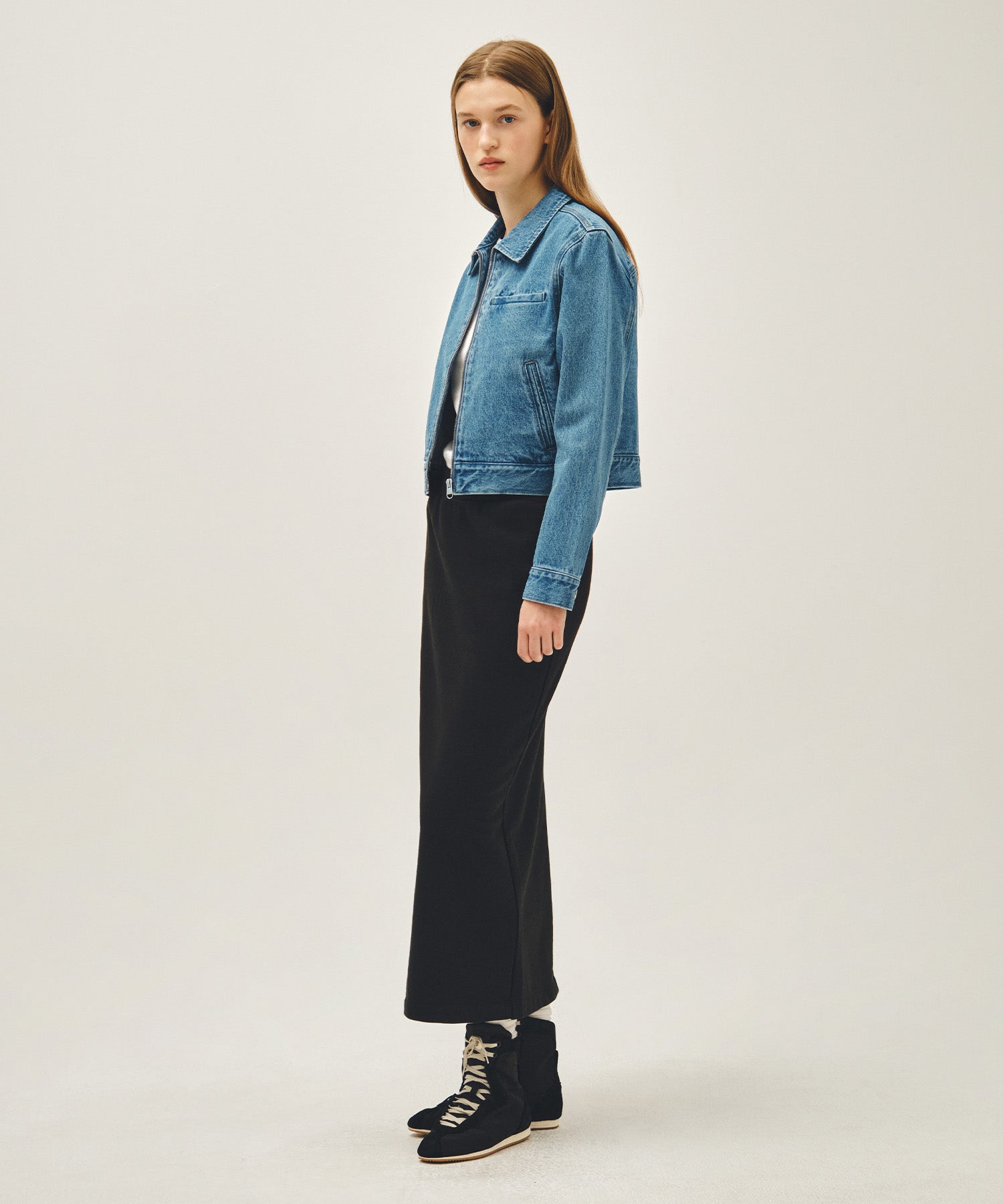 Marithe & Francois Girbaud - Classic Logo Sweat Long Skirt (Black Black) product image 4 | TRAB K-Fashion Australia
