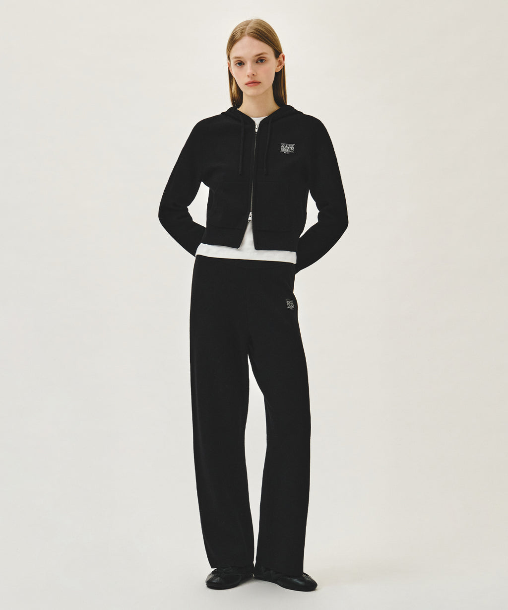 Marithe & Francois Girbaud - Small Classic Logo Crop Knit Hoodie Zipup (Black) product image 4 | TRAB K-Fashion Australia