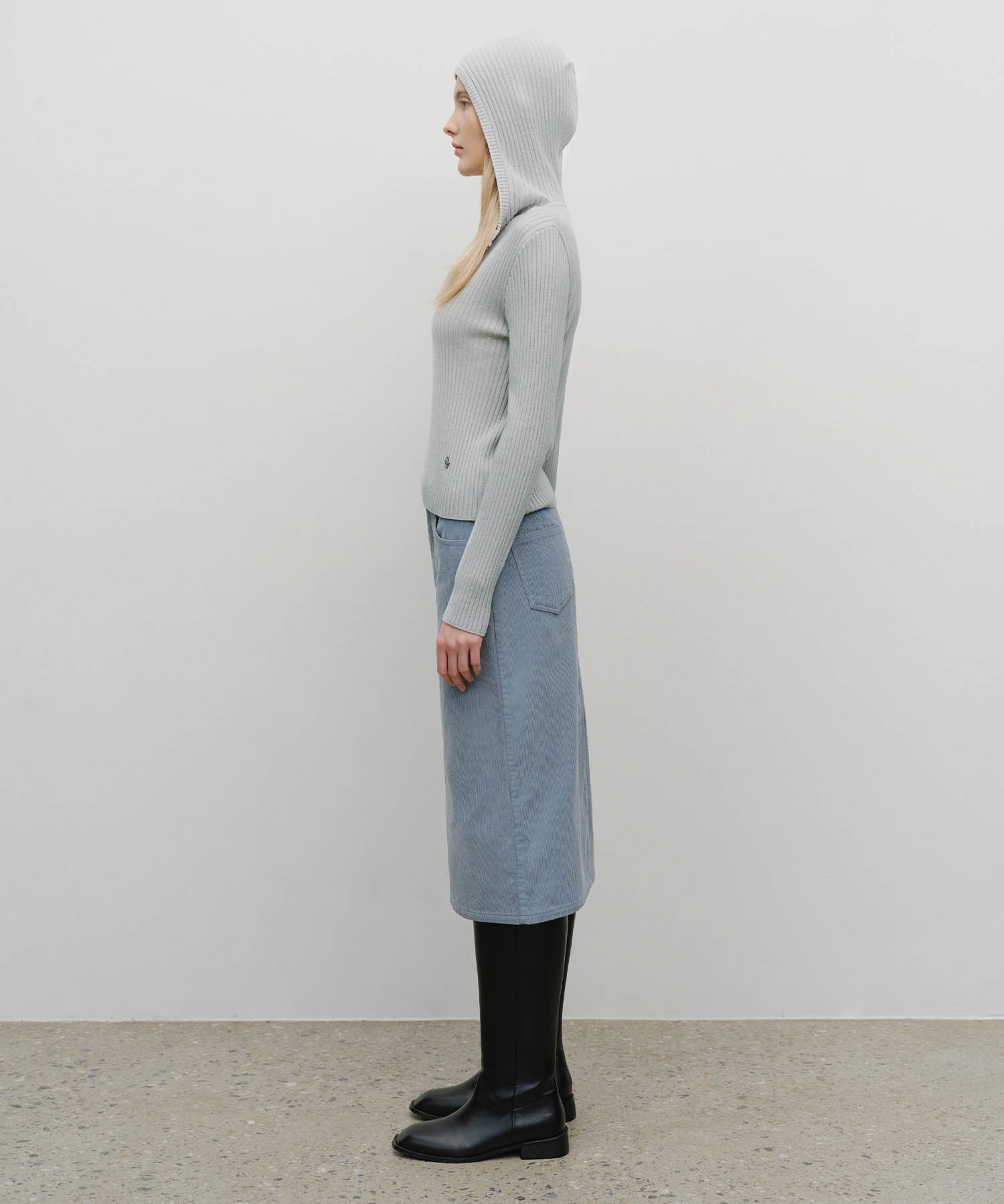 Marithe & Francois Girbaud - Classic Corduroy Midi Skirt (Sky Blue) product image 4 | TRAB K-Fashion Australia