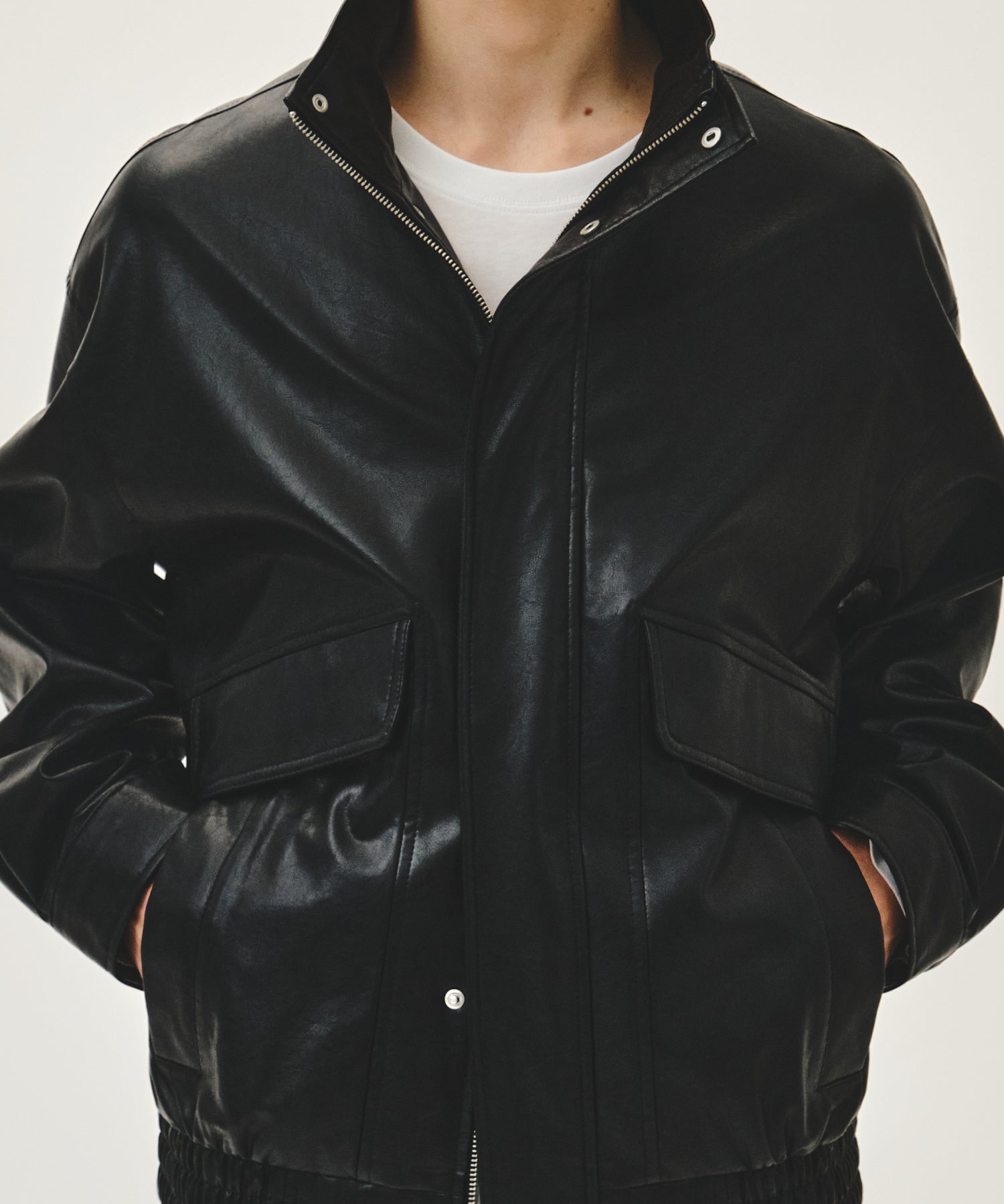 Marithe & Francois Girbaud - Faux Leather High Neck Jacket (Black) product image 4 | TRAB K-Fashion Australia