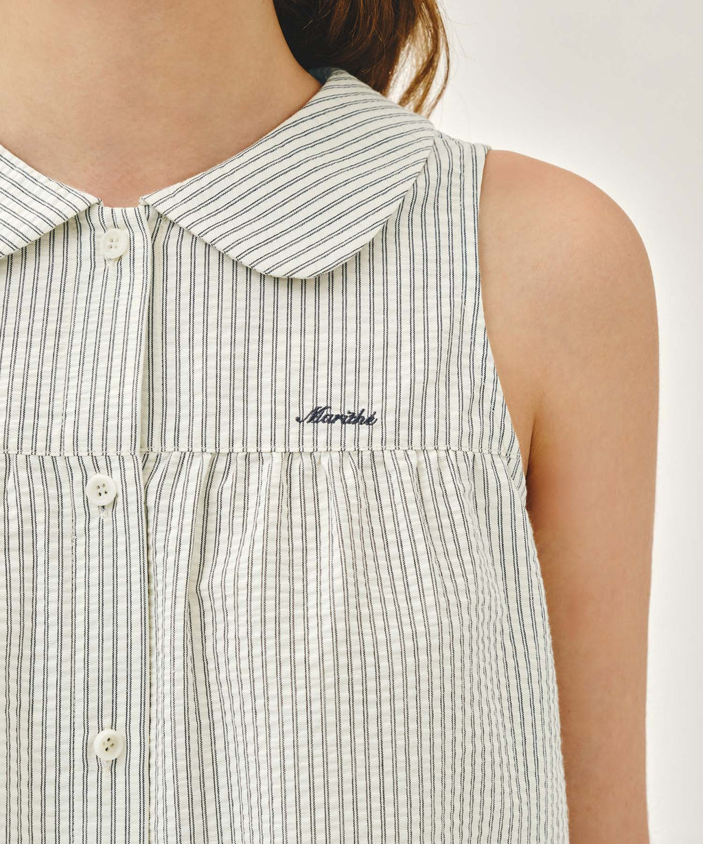Marithe & Francois Girbaud - Round Collar Sleeveless Blouse (Ivory) product image 7 | TRAB K-Fashion Australia