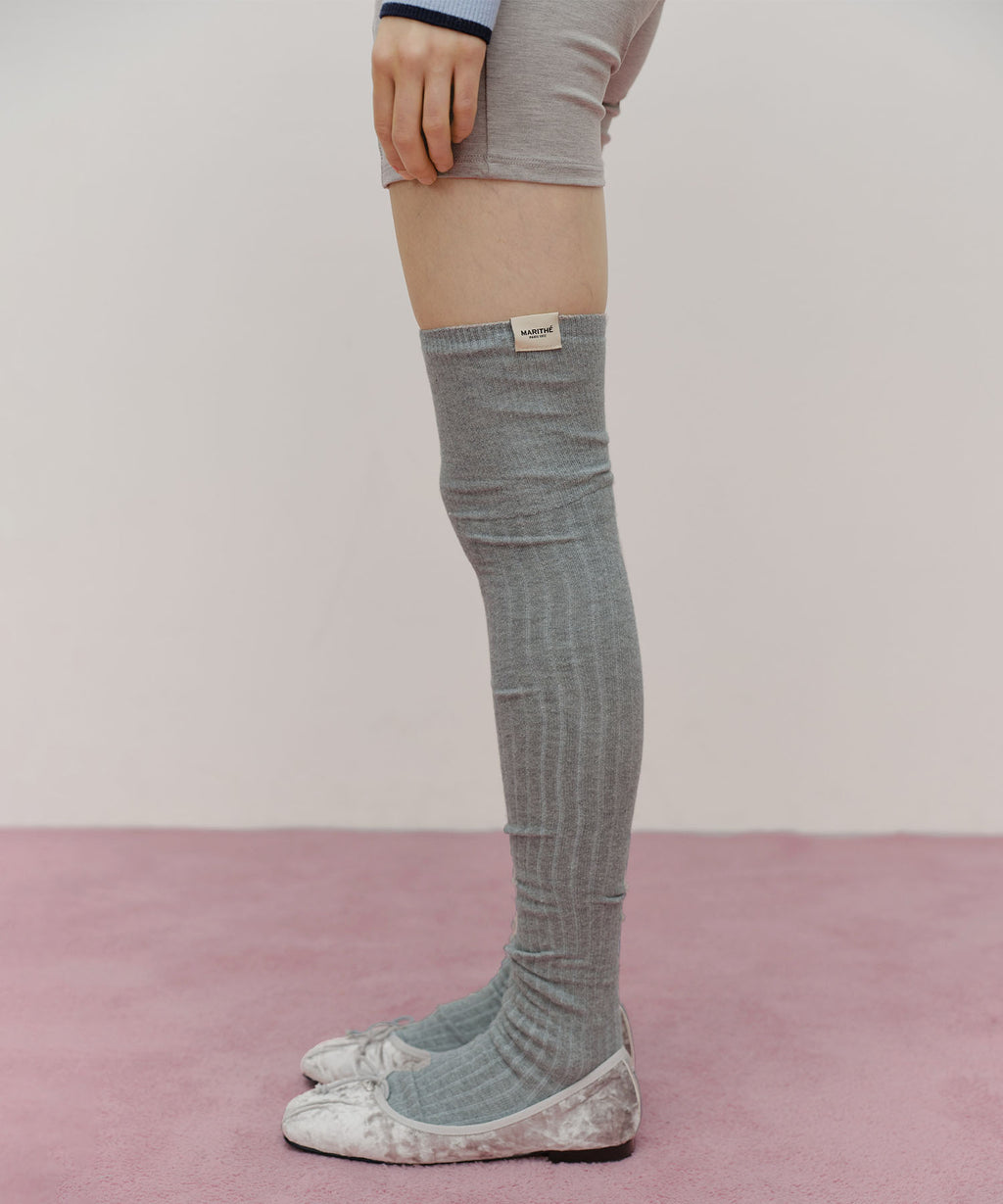 Marithe & Francois Girbaud - Over Knee Long Socks (Light Heather Gray) product image 4 | TRAB K-Fashion Australia