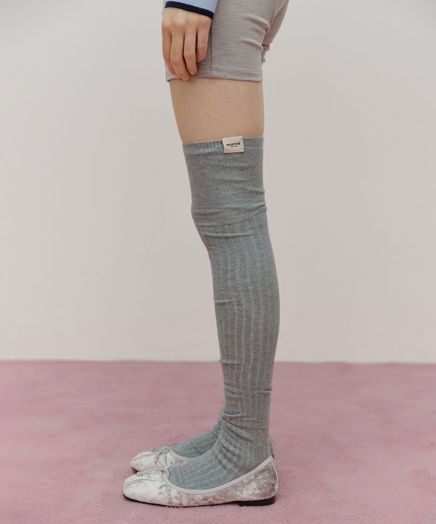 Marithe & Francois Girbaud - Over Knee Long Socks (Light Heather Gray) product image 4 | TRAB K-Fashion Australia