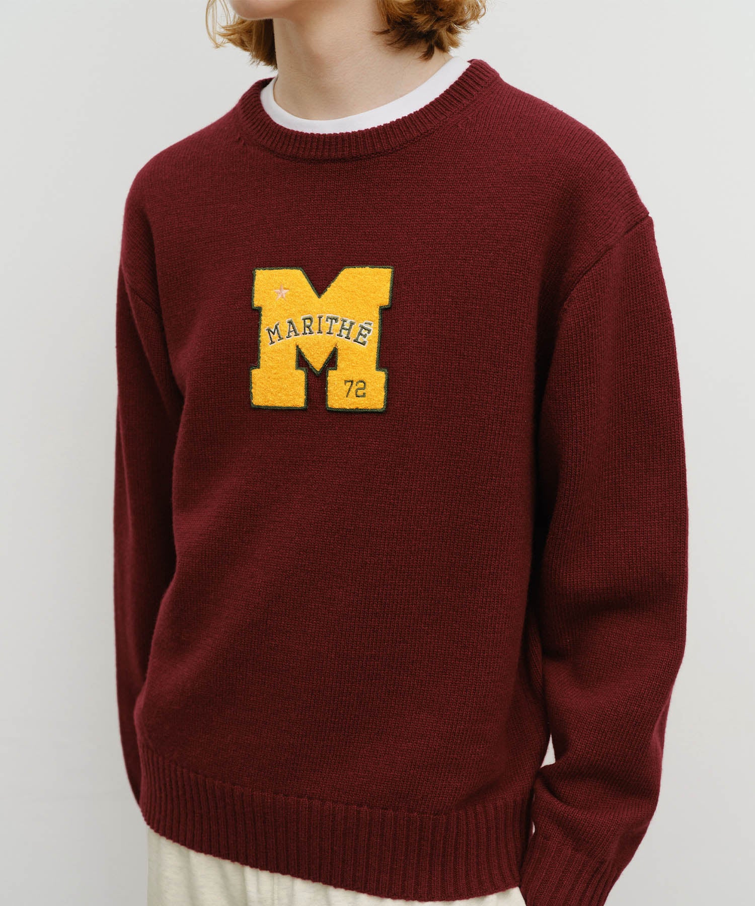 Marithe & Francois Girbaud - Applique Knit Pullover (Burgundy) product image 4 | TRAB K-Fashion Australia