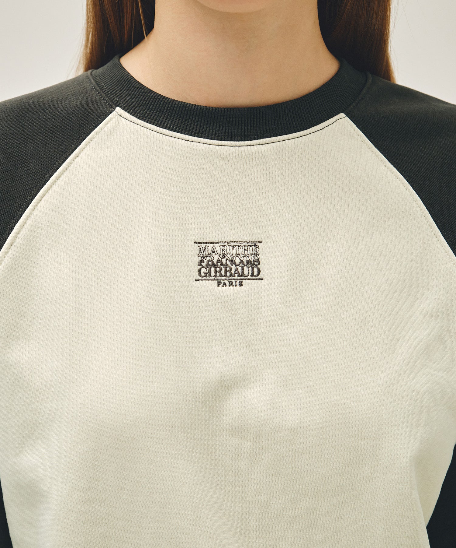 Marithe & Francois Girbaud - Block Classic Logo Raglan Crop Sweatshirt (Charcoal) product image 4 | TRAB K-Fashion Australia