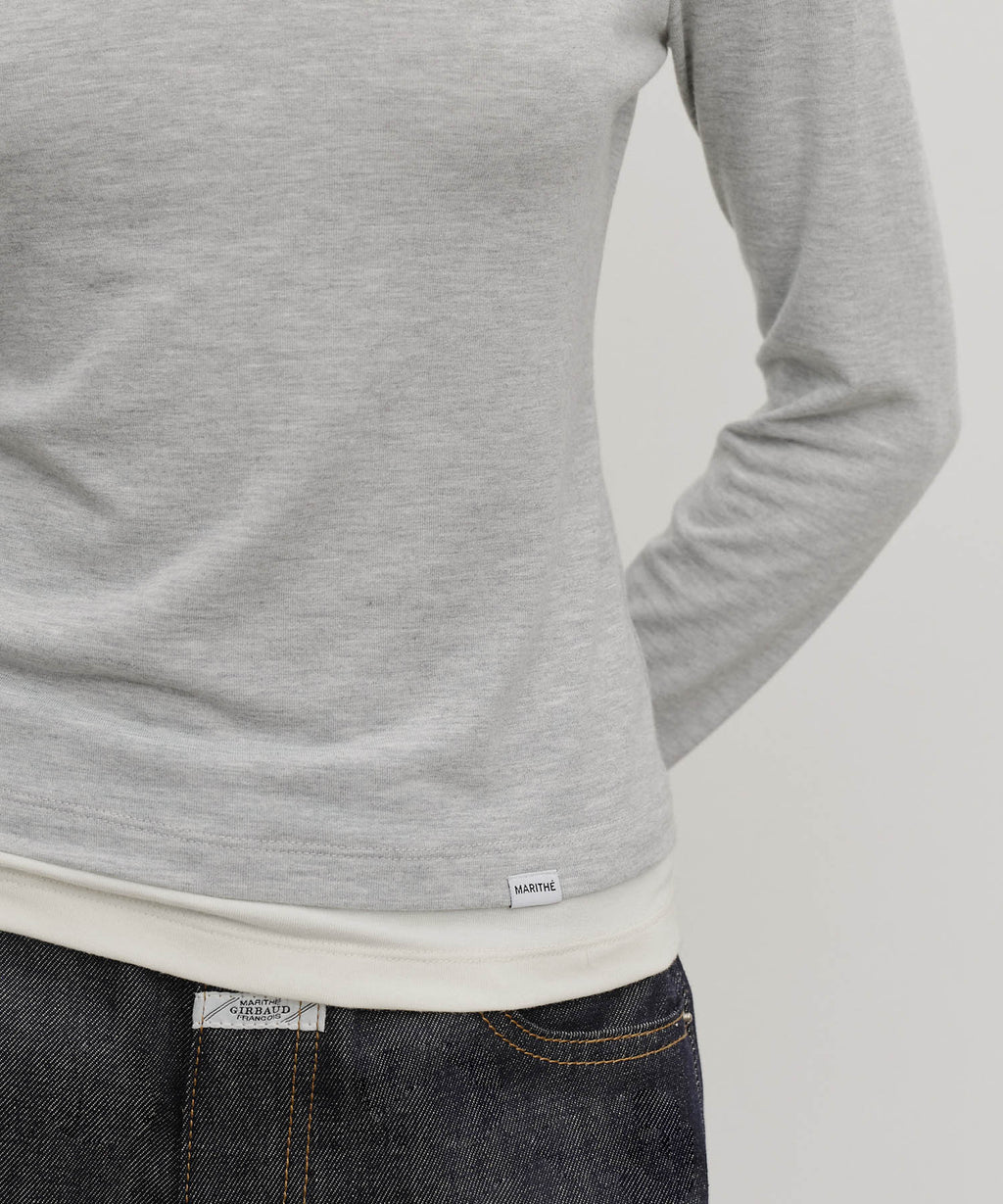 Marithe & Francois Girbaud - Layered Turtle Neck Long Sleeve (Heather Gray) product image 4 | TRAB K-Fashion Australia