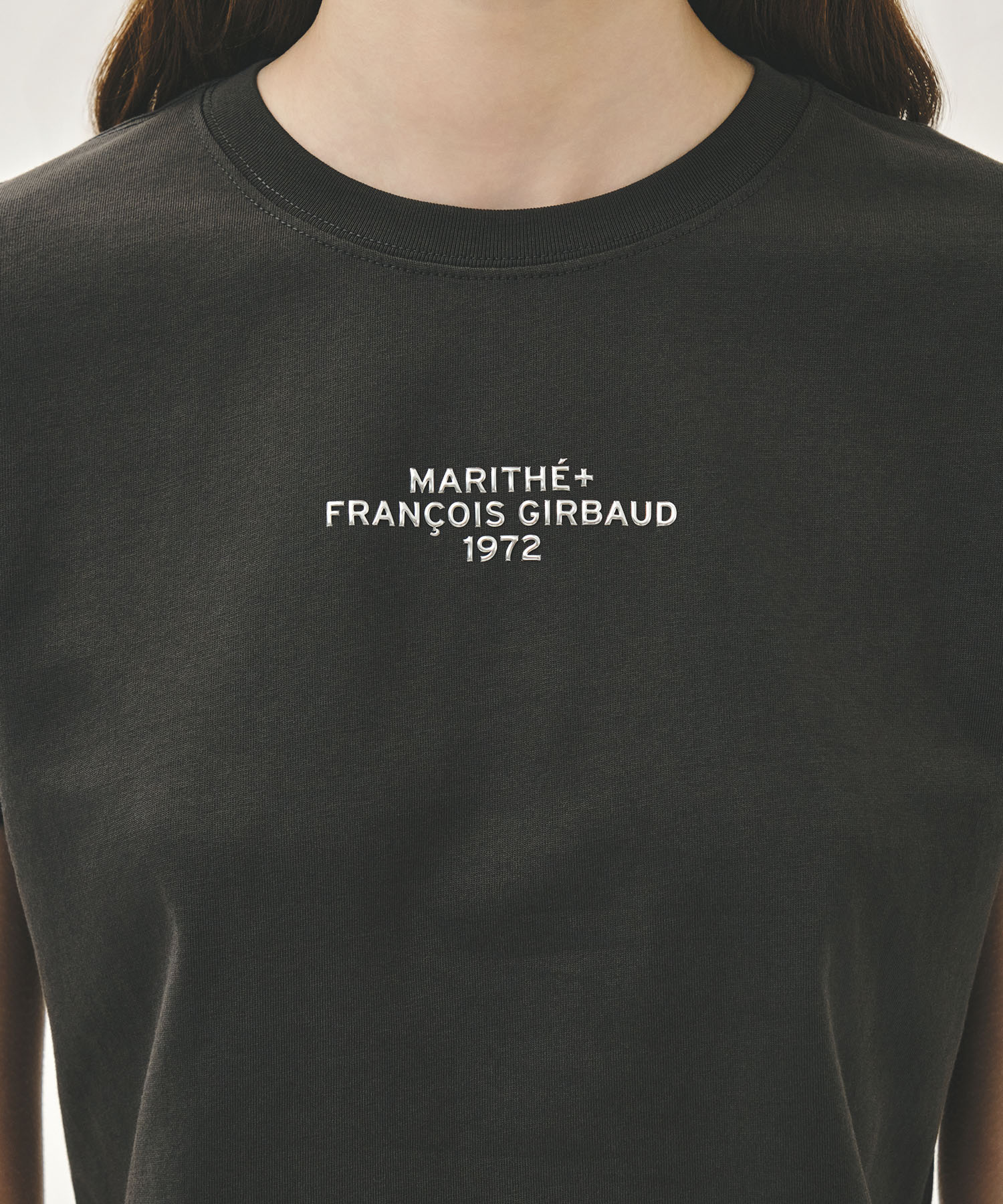 Marithe & Francois Girbaud - Silver Lettering Crop Tee (Charcoal) product image 4 | TRAB K-Fashion Australia