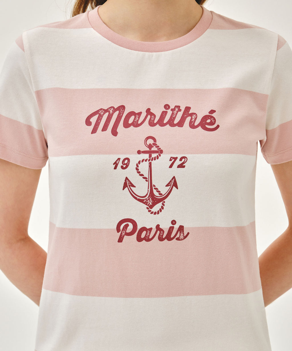 Marithe & Francois Girbaud - Marine Graphic Stripe Tee (Pink) product image 4 | TRAB K-Fashion Australia