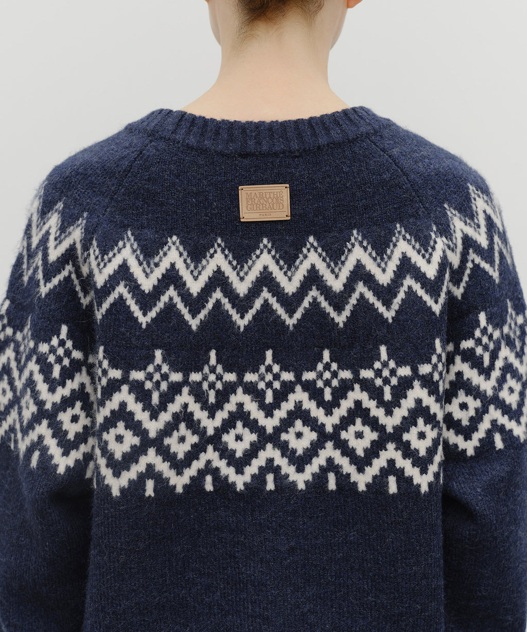Marithe & Francois Girbaud - Fairisle Crew Neck Knit Pullover (Navy) product image 6 | TRAB K-Fashion Australia
