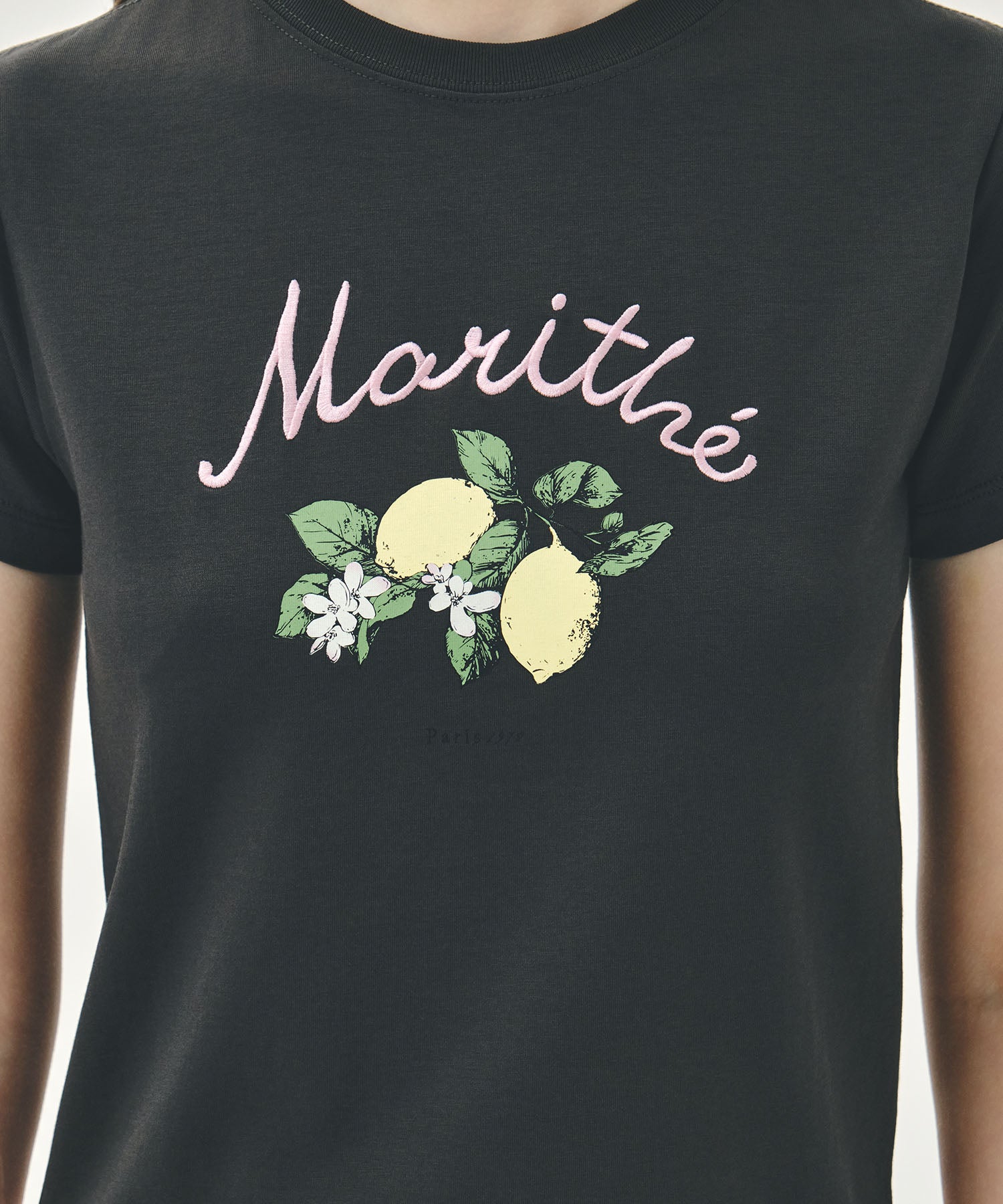 Marithe & Francois Girbaud - [Pre-order – Ships 23 Jun] Lemon Graphic Slim Crop Tee (Charcoal) product image 8 | TRAB K-Fashion Australia