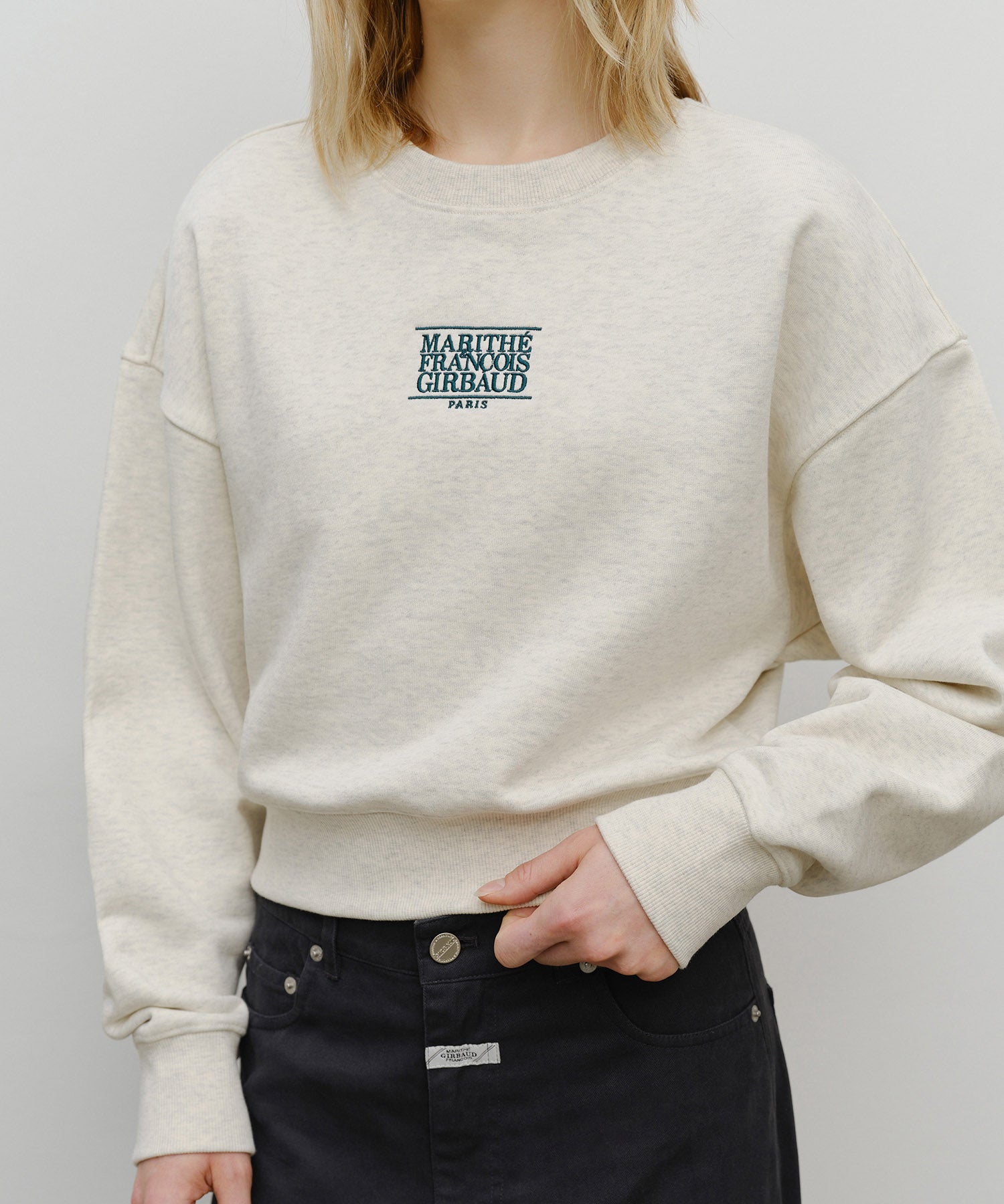 Marithe & Francois Girbaud - Small Classic Logo Crop Sweatshirt (Oatmeal) product image 4 | TRAB K-Fashion Australia
