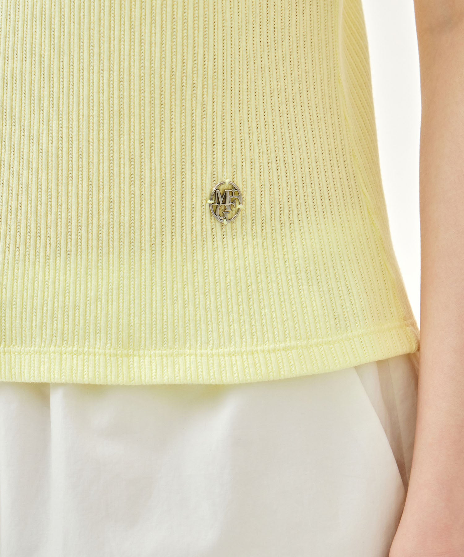 Marithe & Francois Girbaud - Square Neck Lace Detail Tee (Light Yellow) product image 4 | TRAB K-Fashion Australia