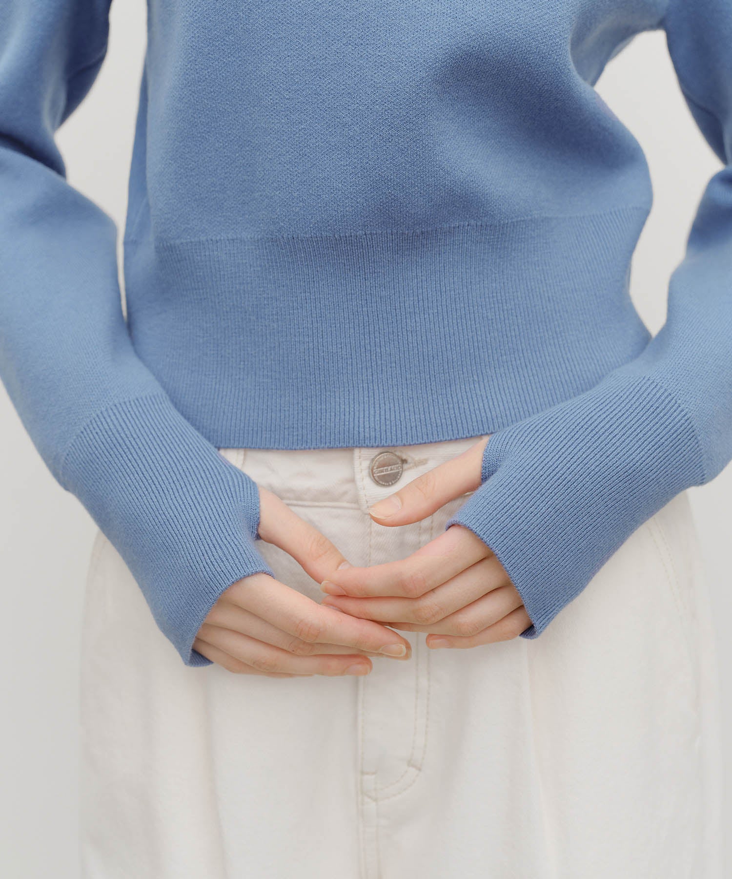 Marithe & Francois Girbaud - Classic Logo Crop Knit (Ash Blue) product image 4 | TRAB K-Fashion Australia